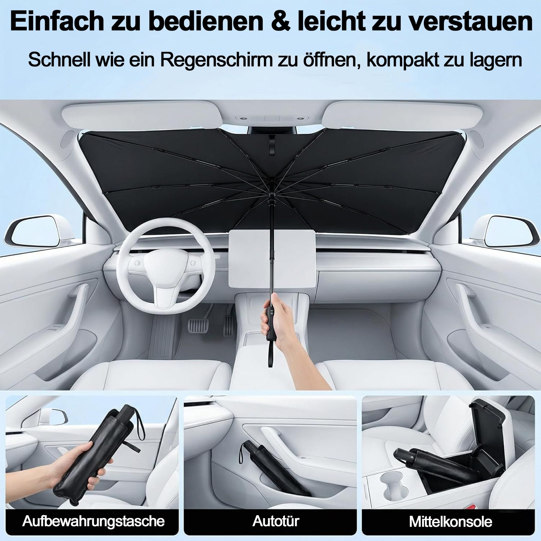 Mutig Autosonnenschutz Auto Sonnenschutz Frontscheibe 140x78 cm Faltbarer Sonnenschirm, 125 x 65 cm, (für Auto UV Schutz Reflektierend Hitzeschutz Windschutzsch – Bild 5 von 5