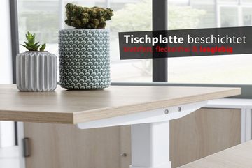 bümö Schreibtisch Serie-XB - Arbeitshöhe: höhenverstellbar, Quadrat: 80 x 80 cm - Dekor: Grau - Gestell: Graphit/Alu poliert