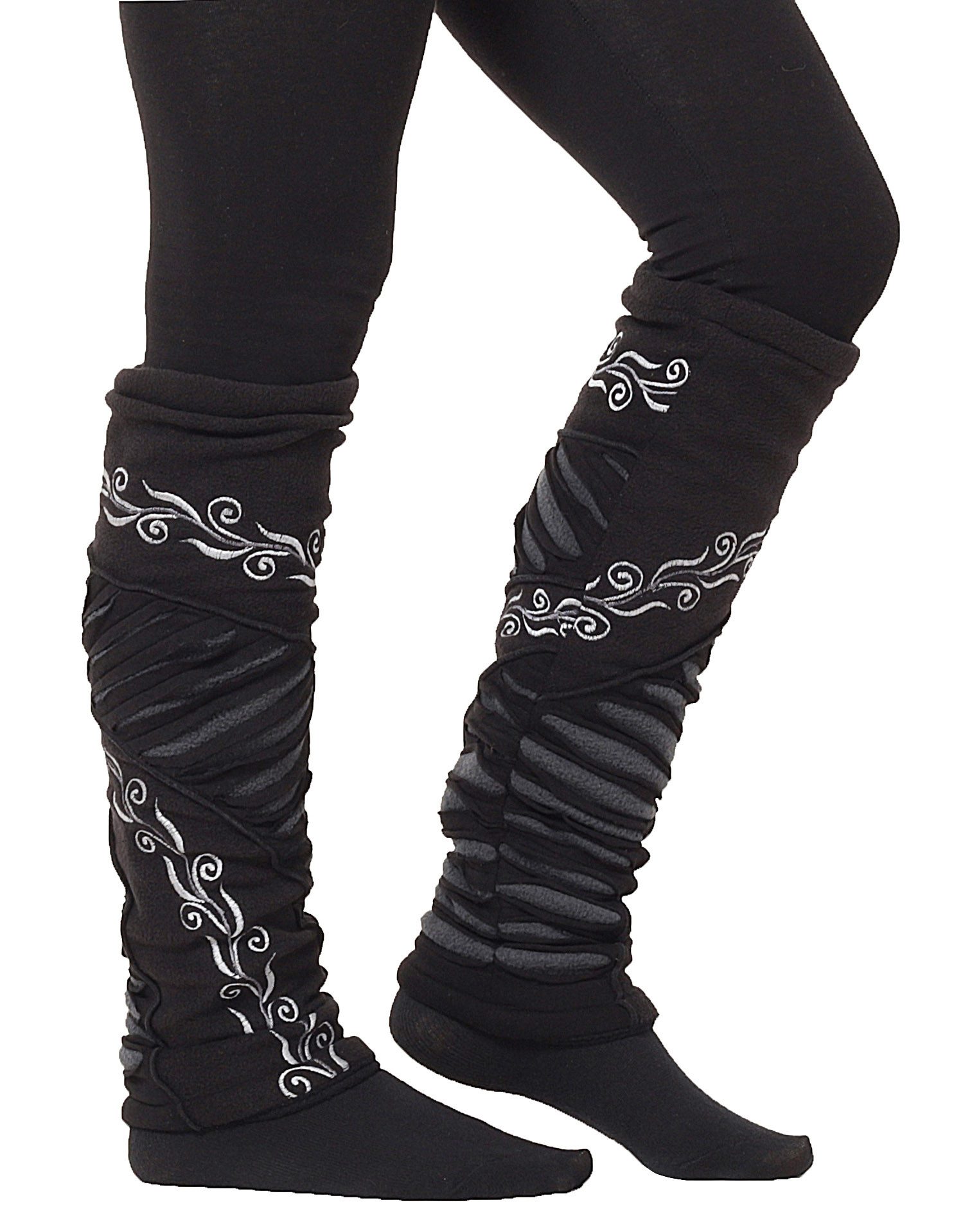PUREWONDER Beinstulpen Stulpen Beinstulpen Patchwork für Damen, Beinwärmer Nr. 26 Schwarz (1 Paar) Einheitsgröße – Bild 4 von 4