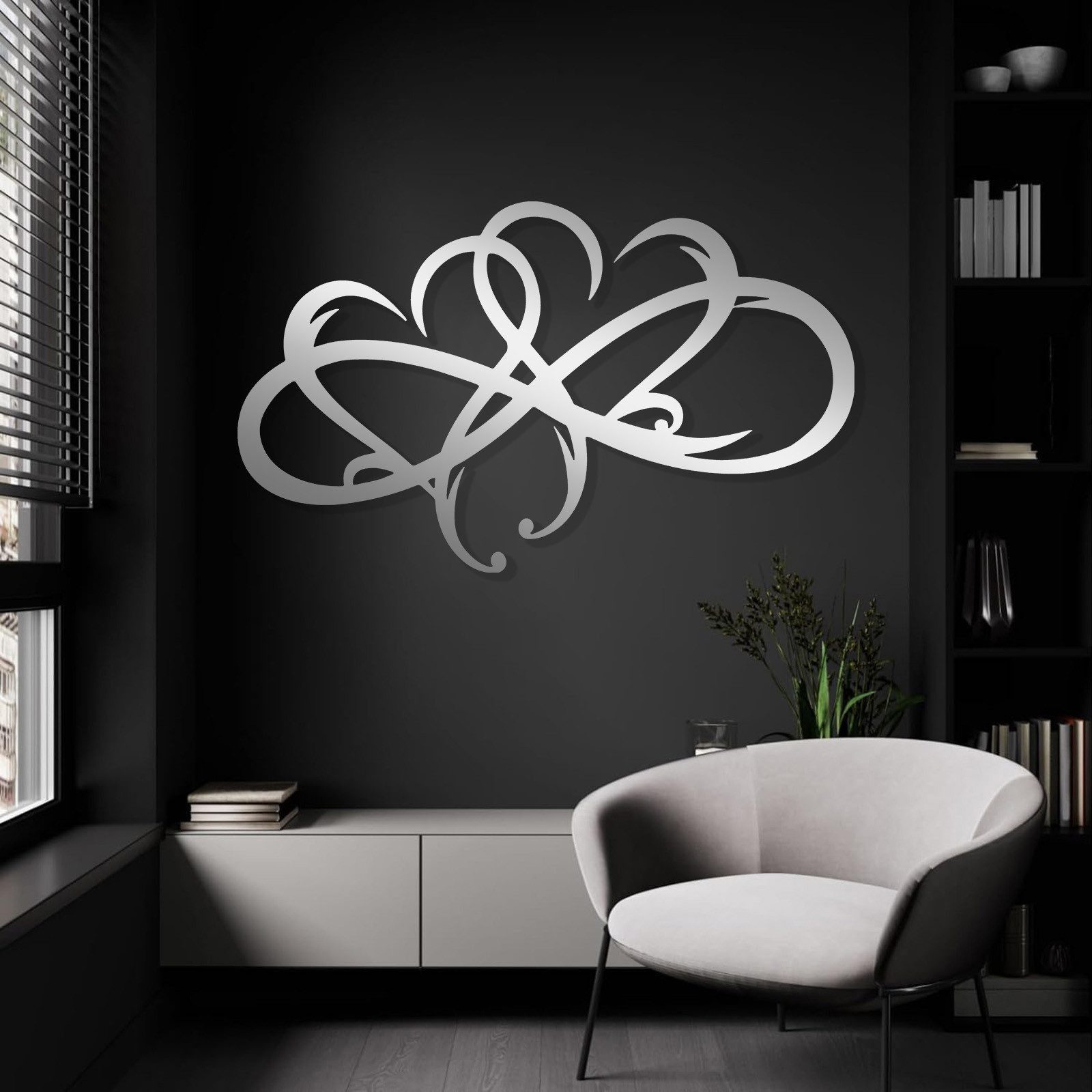 Jumpeak Wanddekoobjekt Herzen-Wanddeko,herzförmige Metalldekoration,silberhochzeit geschenk (Unendliche Herzen, deko weihnachten,abstrakte Linien), Deko Wohnzimmer,Wand Deko schwarz,Zimmer Deko aesthetic,Doppelherz