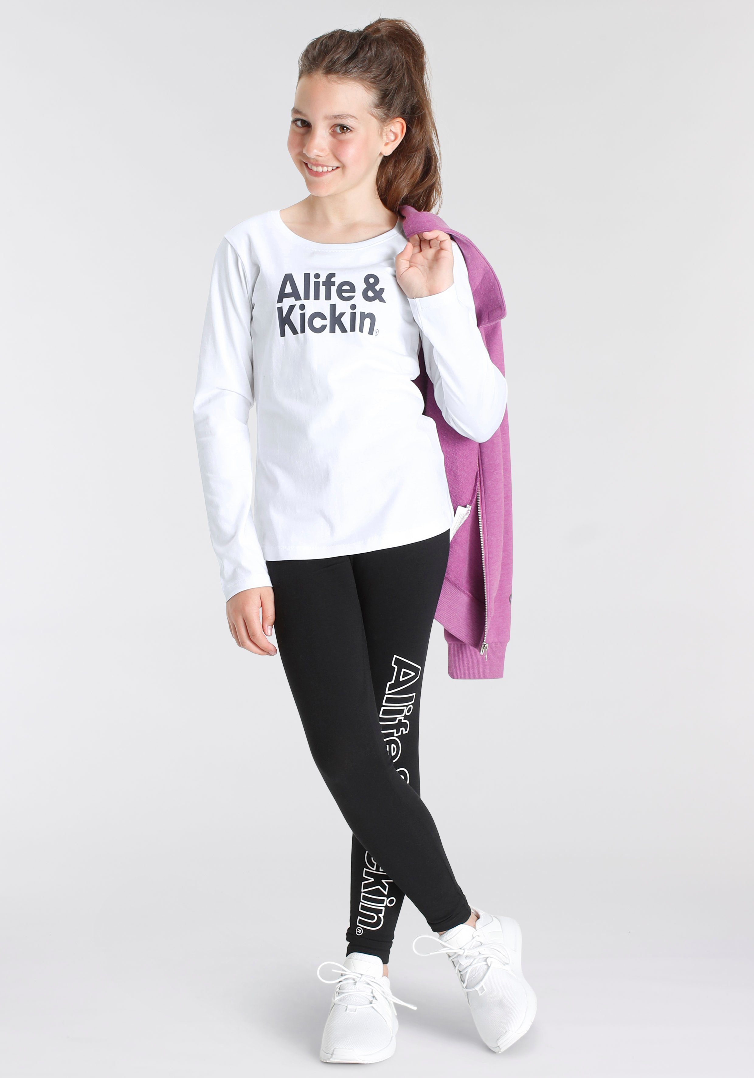 Kids. Langarmshirt Logo Kickin NEUE für MARKE! & Alife Druck Alife & Kickin mit