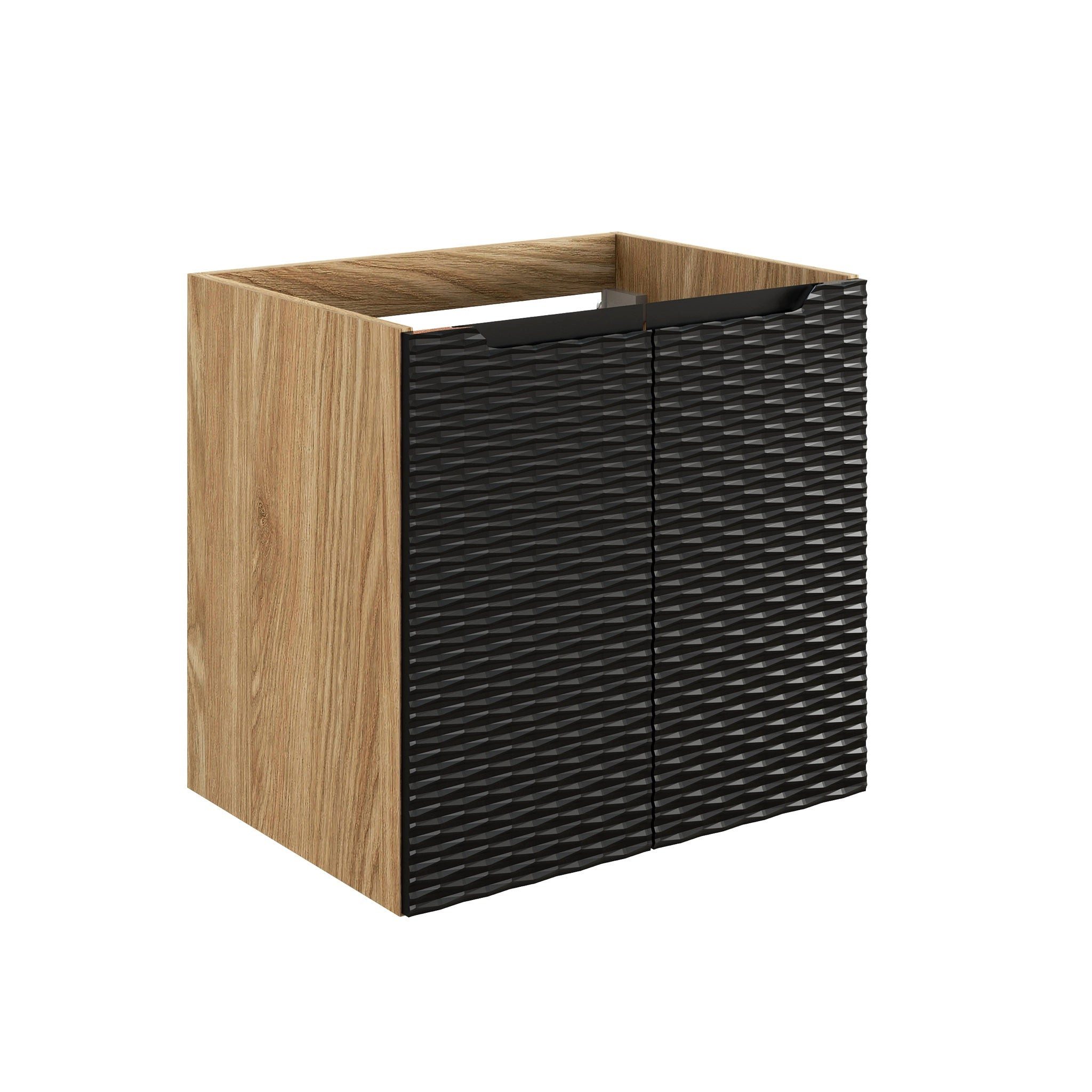 ROYAL24_MARKT Waschbeckenunterschrank Waschbeckenunterschrank Oceana Schwarz matt 60×57×46 cm mit 2 Türen