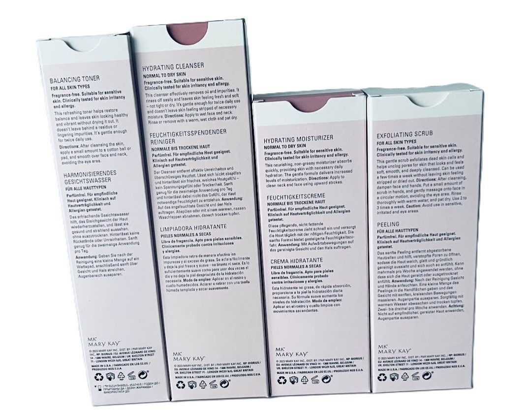 Mary Kay Hautpflege-Set Skin Care Hydrating Basis Set 4 tlg Cleanser,Moisturizer,Toner,Scrub
