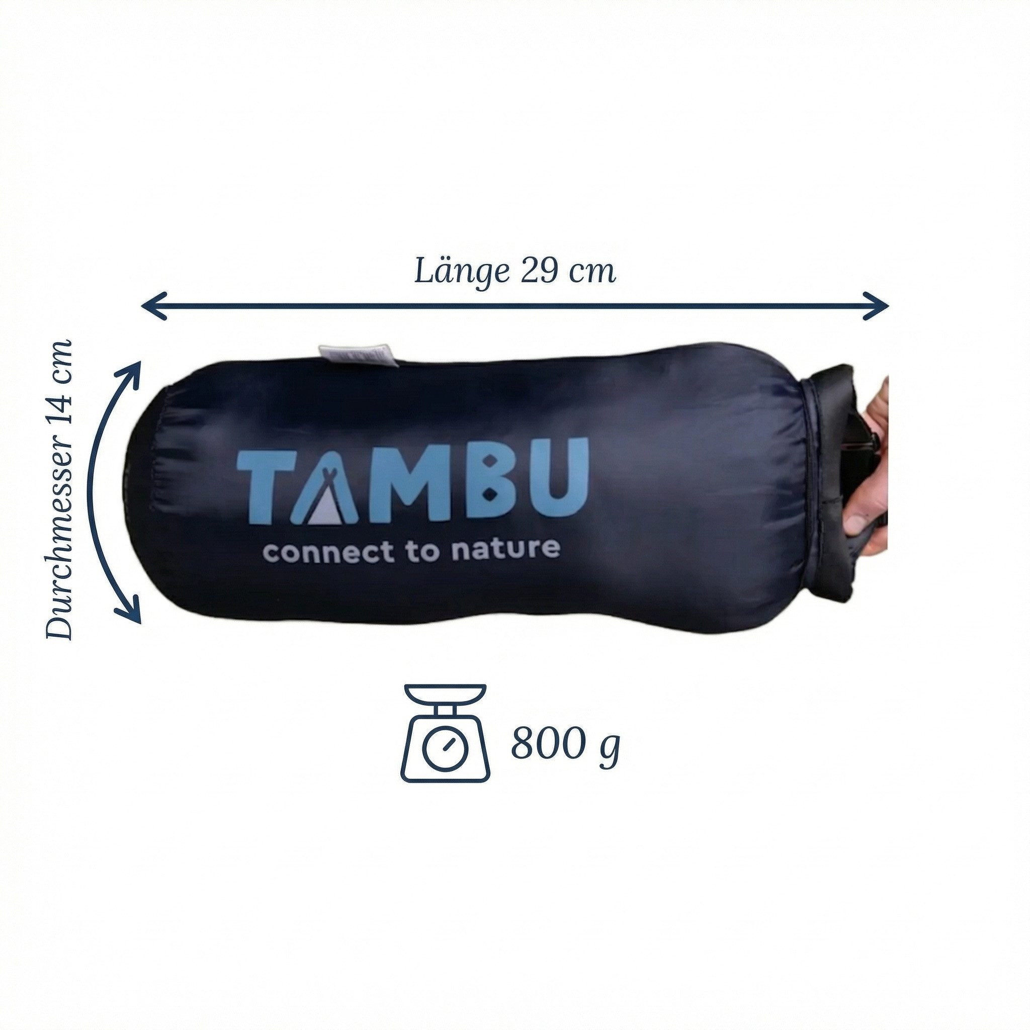 Tambu Mumienschlafsack Mumienschlafsack Neel Blau 800g Sommer Schlafsack Trekking Backpacking, Ultraleicht, PFC Frei, Auto-Lock 2-Wege Reißverschluss