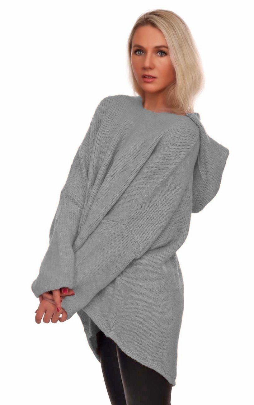 Charis Moda Hoodie Strickpullover asymmetrischer Schnitt günstig online kaufen