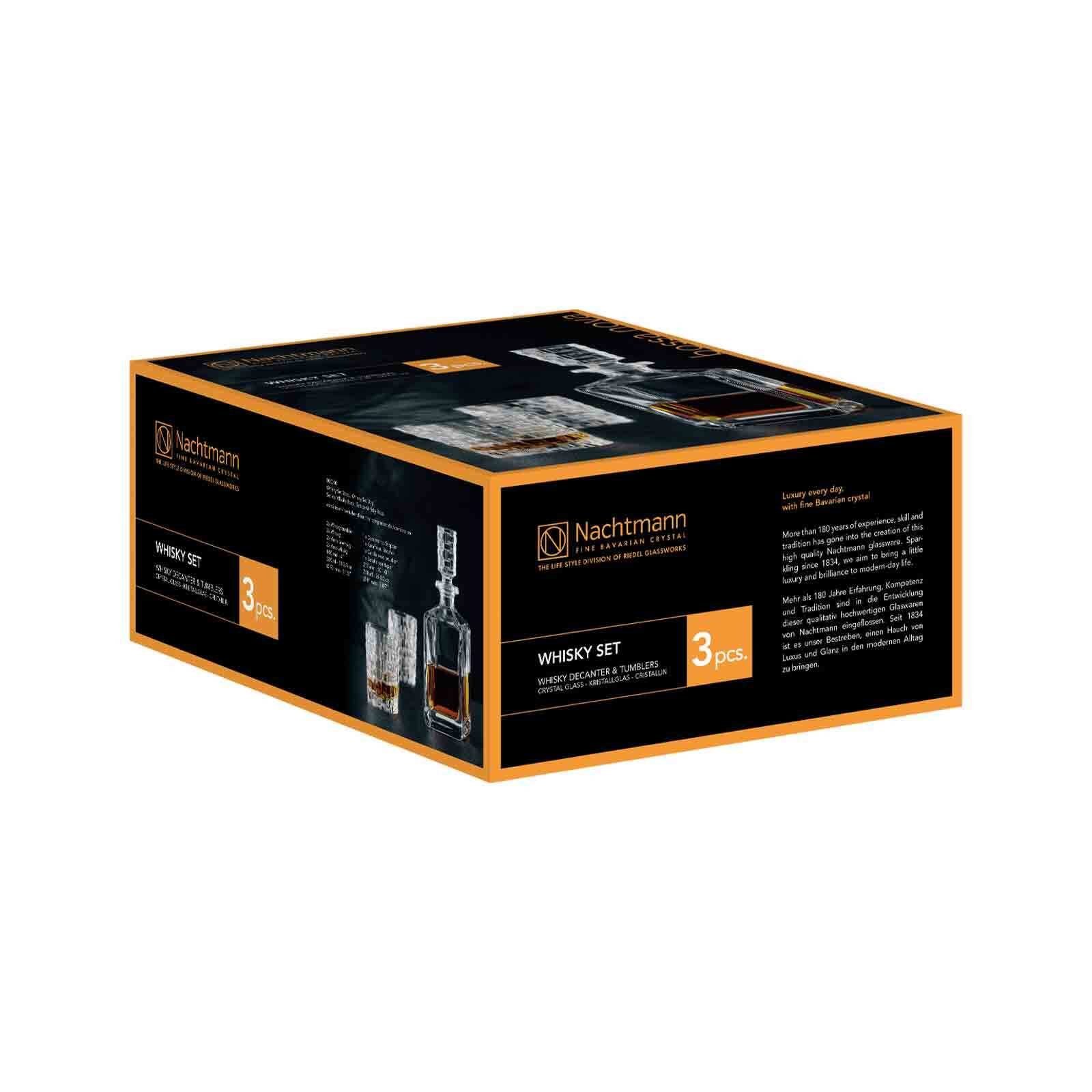 Nachtmann Whiskyglas Bossa Nova Whiskygläser + Karaffe 3er Set, 3-tlg., Kristallglas