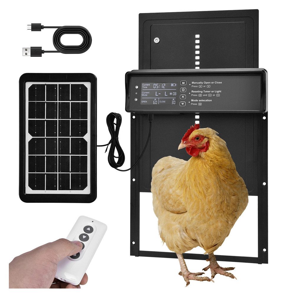 Haustierklappe Automatische Hühnerklappe Solar, Aluminum Wasserdicht Hühnertür