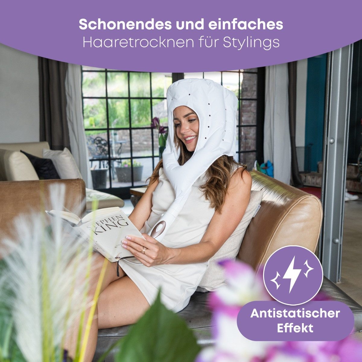 ProfiCare Haartrockenhaube PC-HTH 3003, Trockenhaube, Haartrockner + Lockenbürste in Einem