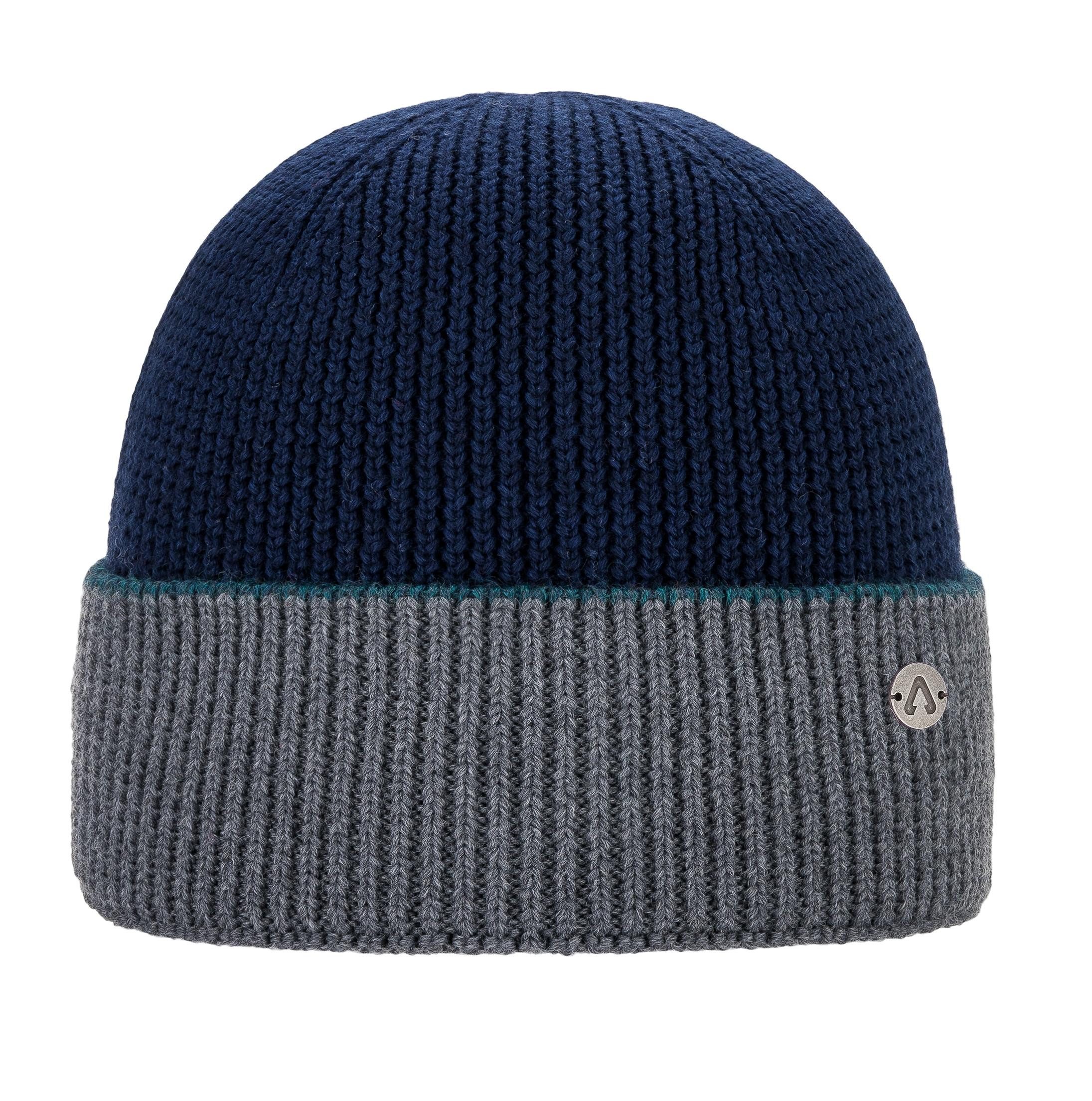 Strickmütze Blocwul Beanie blue melange