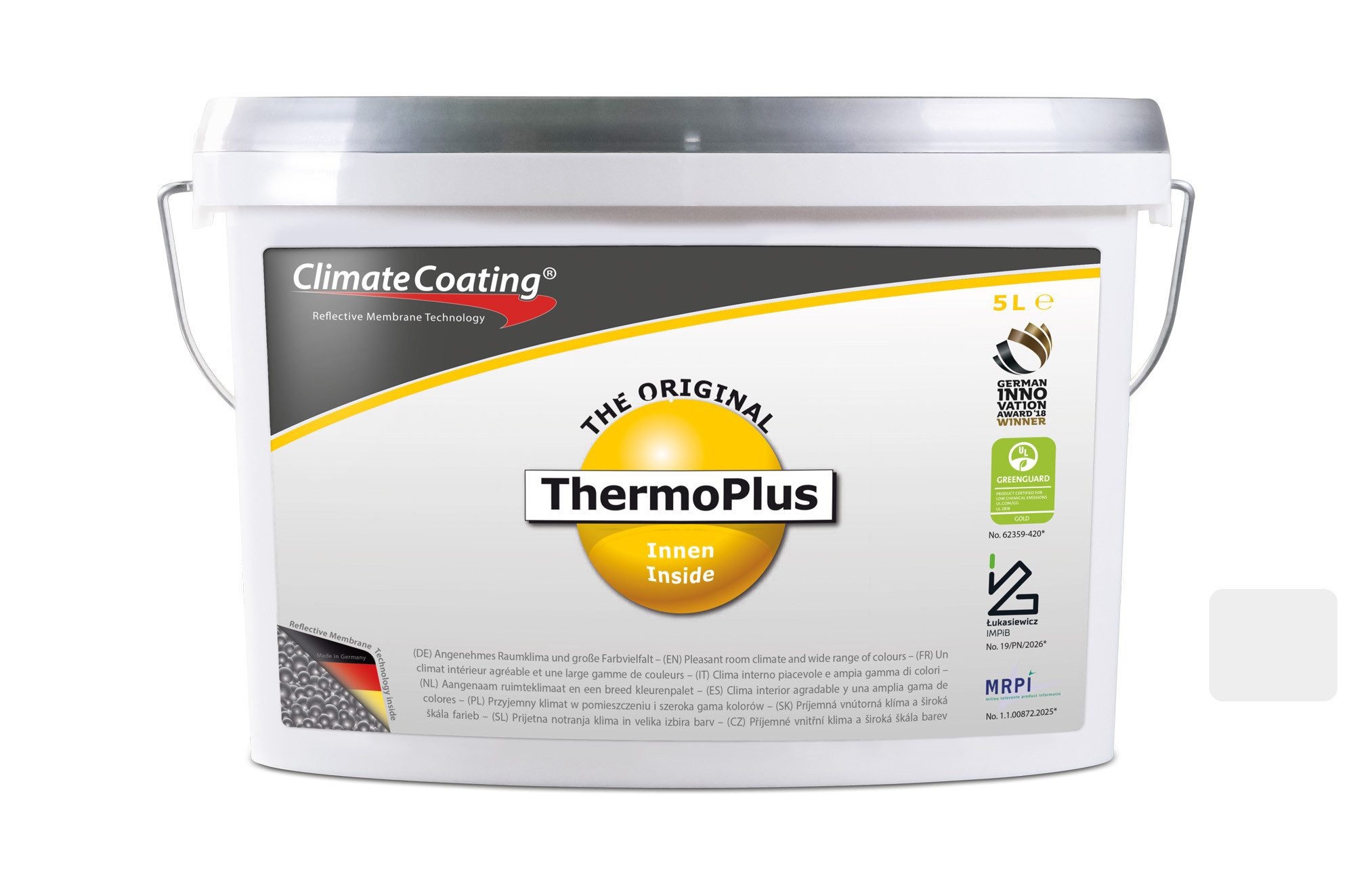ClimateCoating Wandfarbe ThermoPlus, Energiesparfarbe, Wand- und Deckenfarbe, feuchteregulierend, matt
