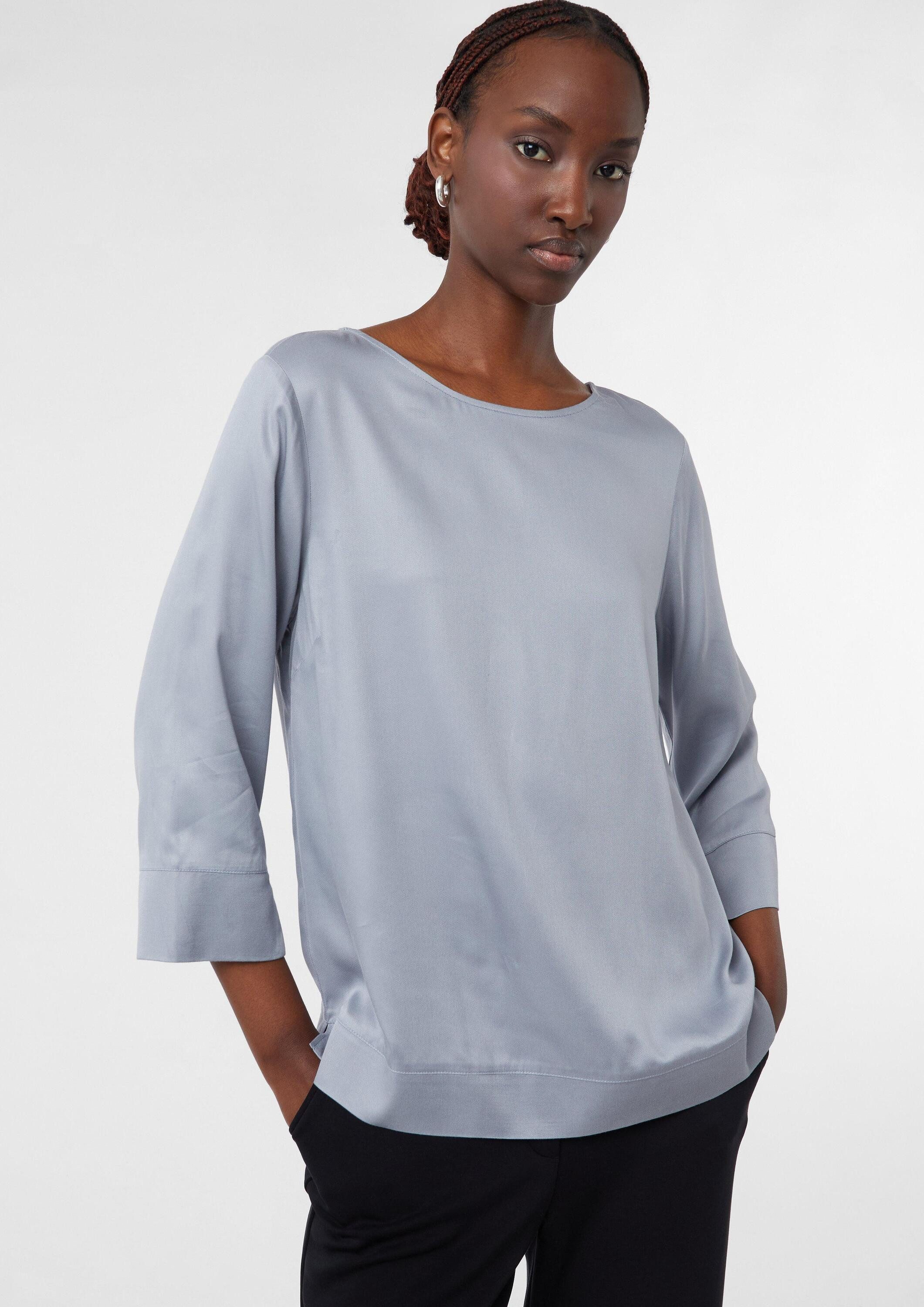 comma Kurzarmbluse Bluse Bluse aus Viskose mit 3/4-Ärmeln und Schlitzdetail günstig online kaufen