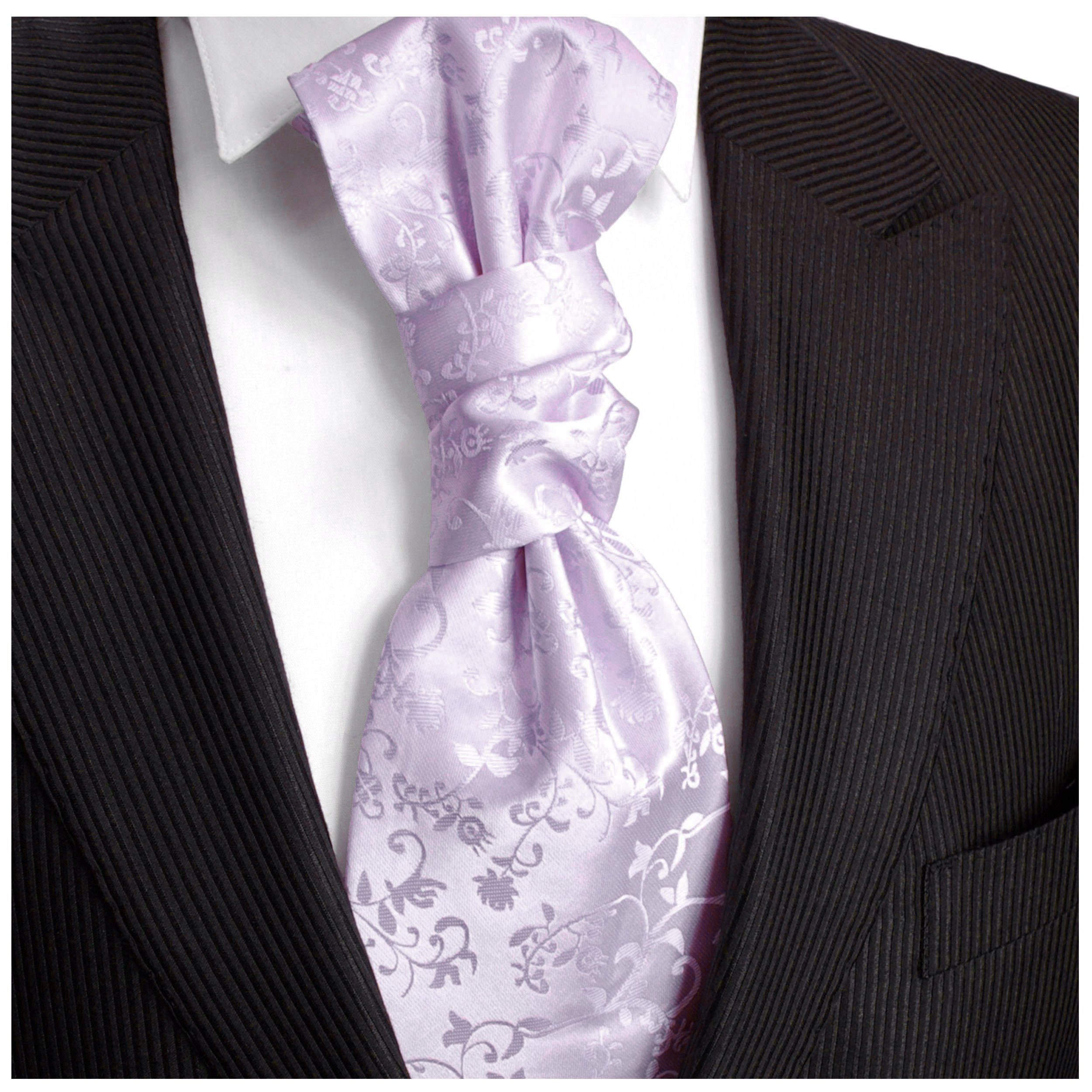 floral Plastron Krawatte Elegantes Paul Malone v93 vorgebunden - Herren Hochzeitskrawatte lila flieder