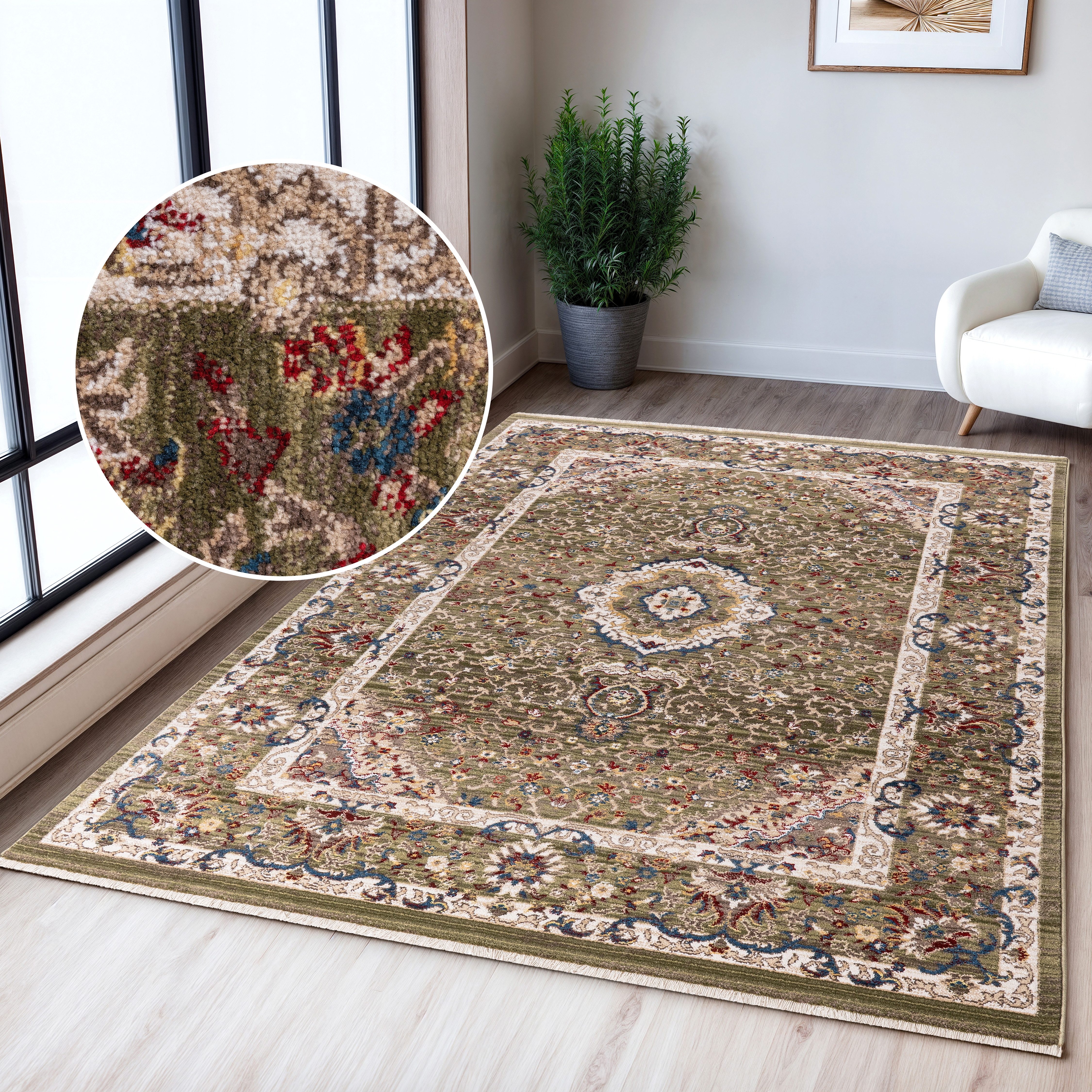 OTTO home Teppich Molvio, mit & ohne Fransen, rechteckig, Höhe: 18 mm, Orient-Optik, Vintage Design, weich, Wohnzimmer, Schlafzimmer