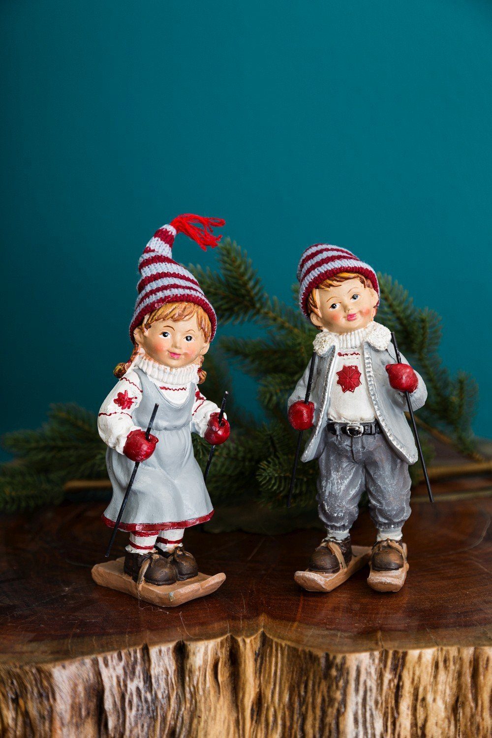 Wohnando Dekofigur Winterkinder mit Ski 2er-Set: günstig online kaufen