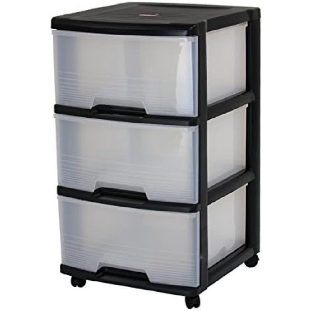 Curver Rollwagen Regal 3 Schubladen Rollcontainer Schubladenwagen Schubladenschrank, Aufbewahrungsschrank Regalbox Büroorganizer Schubladenrollwagen