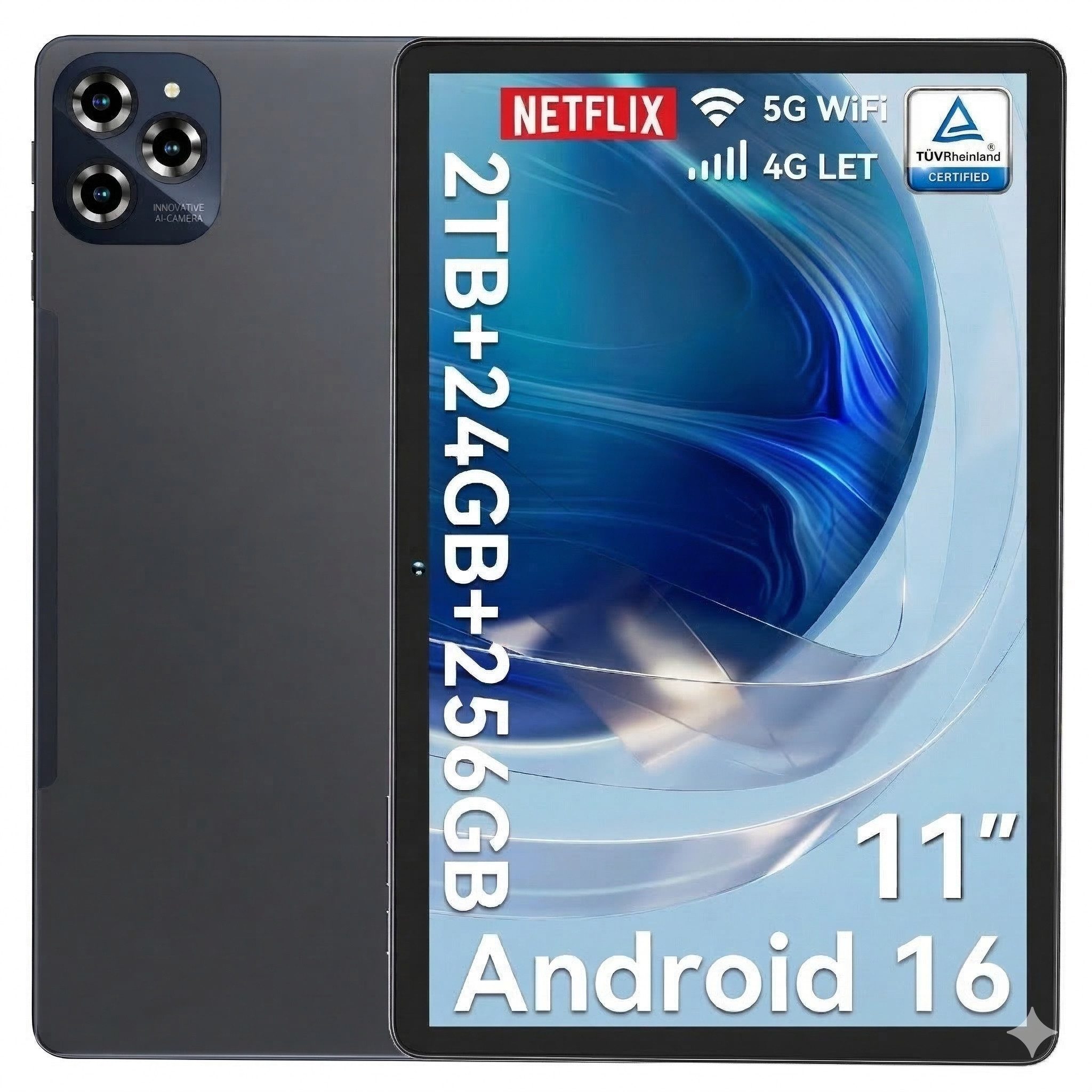 TABWEE W90 11'''4G LTE 8000 mAh Akku 256 GB [Upgrade Android 16 Via OTA] Tablet (11", 256 GB, 4G LTE, FHD Display, 8000 mAh Akku, Al Magic, Android 15)