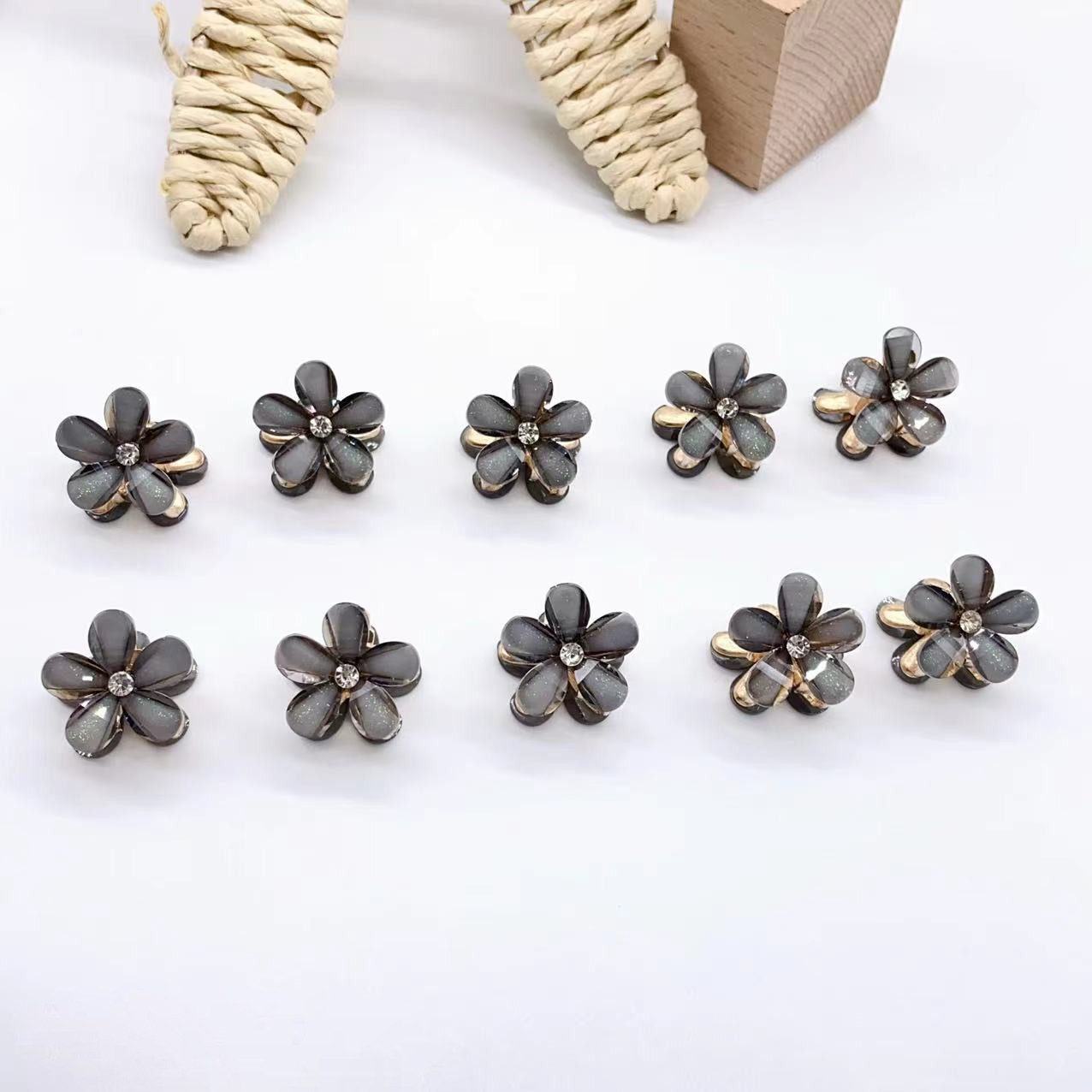 ZEUOPQ Haarspange Haarspangen Mini süße Blumenform Kristall Klammern 0.79inch 10 Stück, Bunte Haarschmuck für Frauen und Mädchen für Zöpfe, Pony, Styling