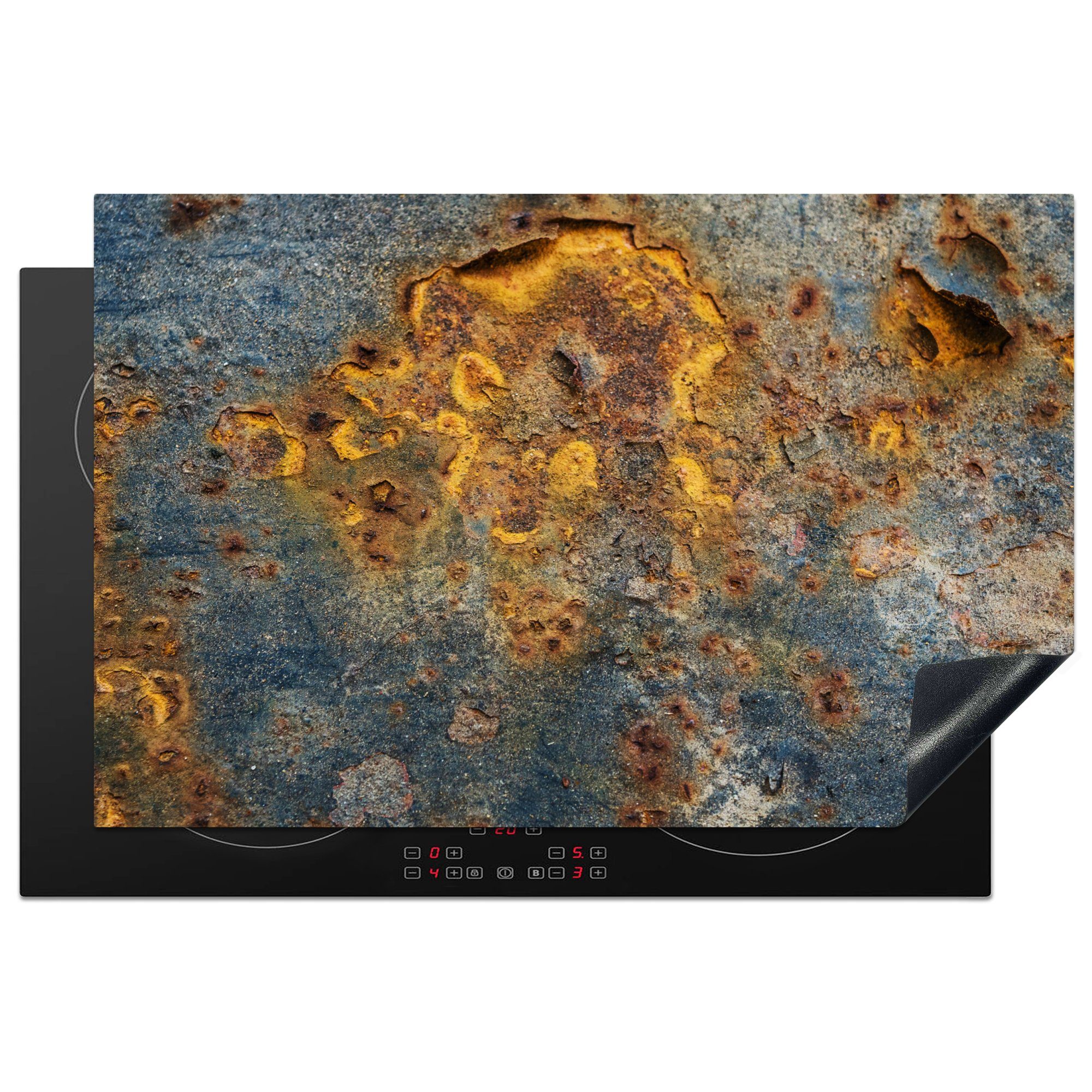 MuchoWow Herdblende-/Abdeckplatte Stahl - Rost - Gold, Vinyl, (1 tlg), 81x52 cm, Induktionskochfeld Schutz für die küche, Ceranfeldabdeckung