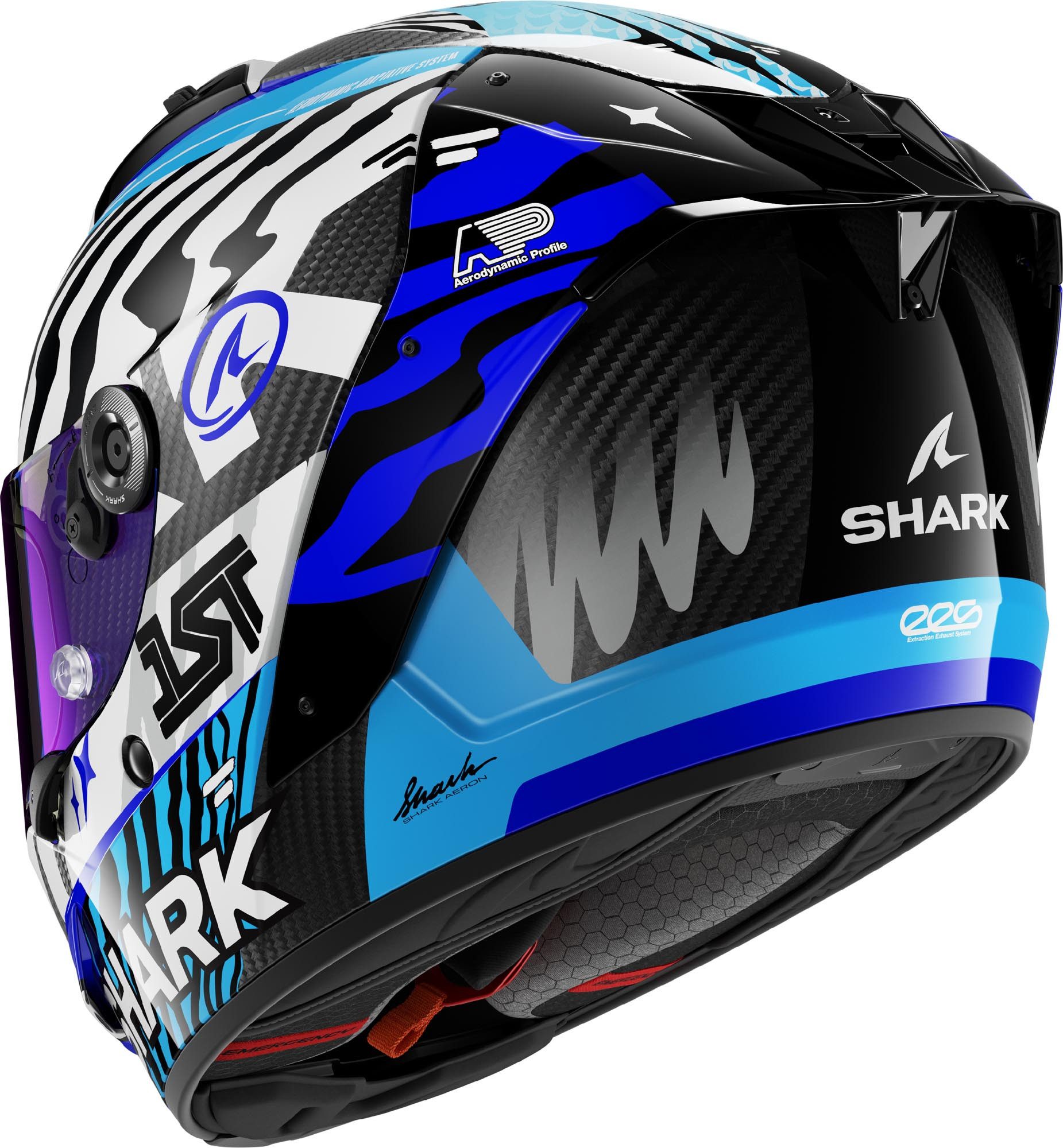 Shark Motorradhelm Aeron Speed Fancy Carbon Helm, antifog beschichtet,vorbereitet für Kommunikationssystem,Notfalls