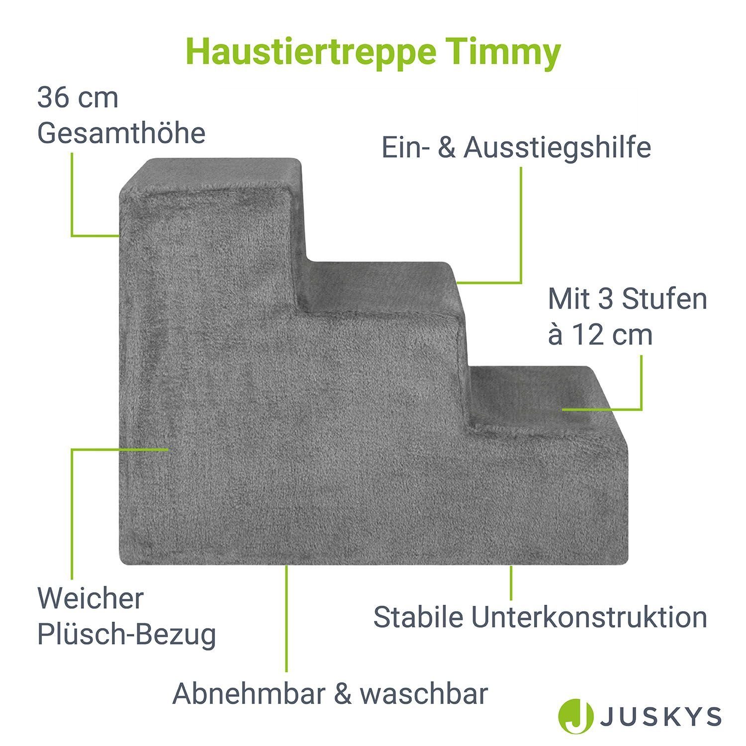 Juskys Haustiertreppe Timmy, waschbarer Plüschbezug, belastbar bis 50 kg