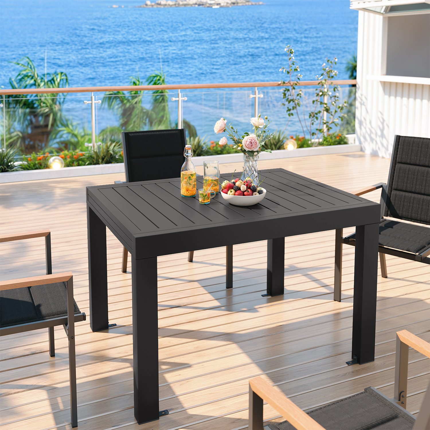 GUNJI Gartentisch Aluminium Ausziehbarer Gartentisch Balkonmöbel für 4 bis 10 Personen (1 Tisch, wetterfest, stabil, robust und langlebig, ideal für Garten & Te – Bild 2 von 5