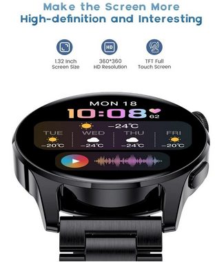 Lige Smartwatch (iOS - Android), Herren Mit Telefonfunktion Blutdruck Schlaf Tracker Smart Watch Rund