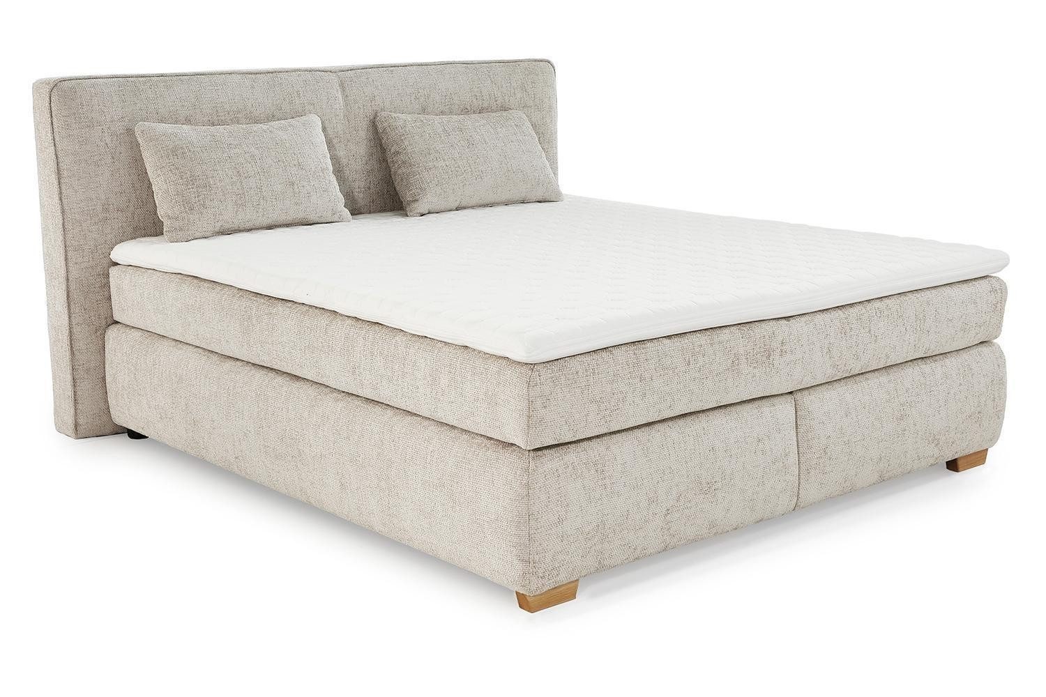 Jockenhöfer Gruppe Boxspringbett VALENTINA, Greige, Webstoff, mit Viscoschaumtopper, 7-Zonen-TTFK-Matratze, H3, Bonellfederkern, B 204 x H 112 x T 223 cm