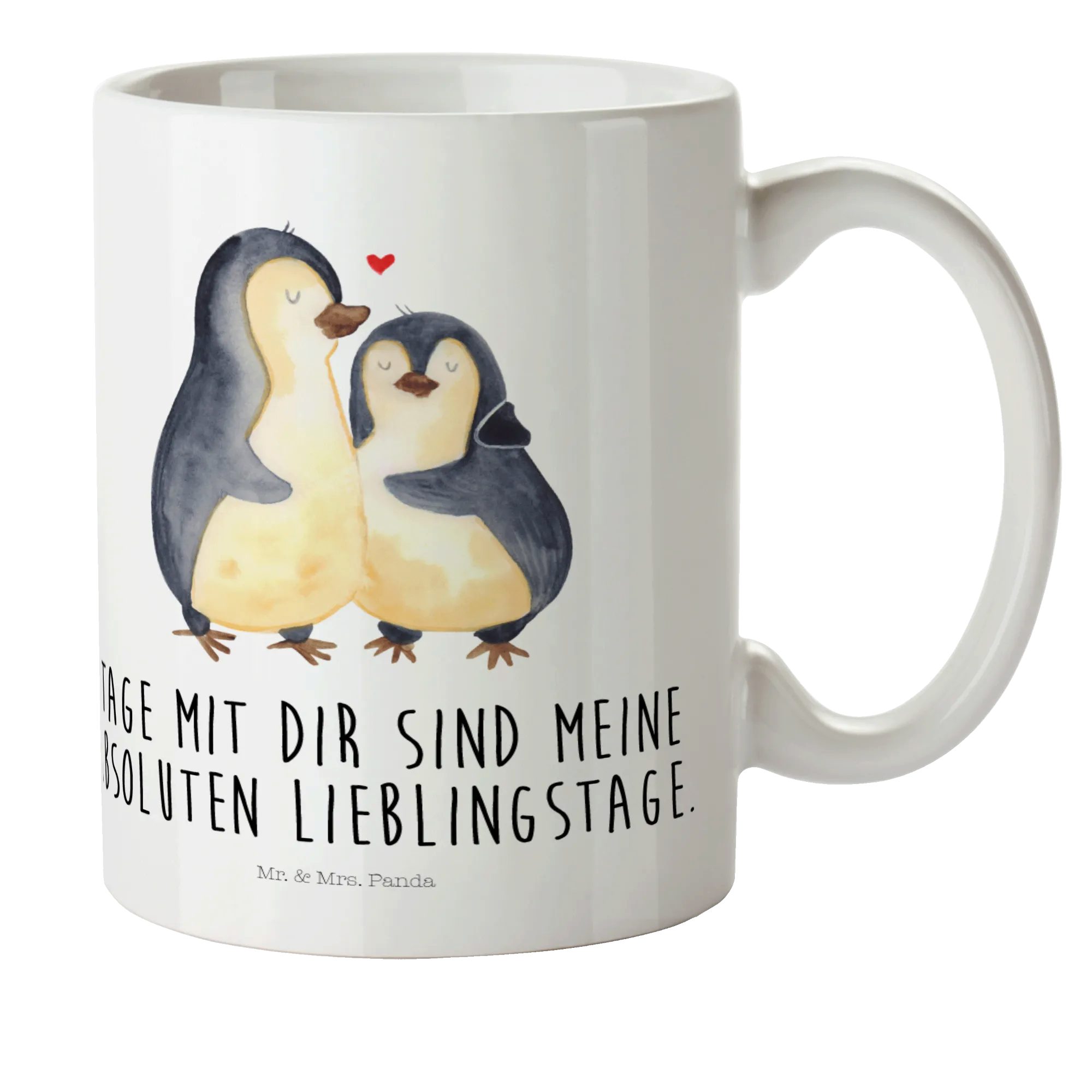 Mr. & Mrs. Panda Kinderbecher Pinguin umarmen, Kindertasse, Weiß, Liebesbeweis, Kindertasse Bruchsi, Kunststoff, Чашка для питья Personalisiert Kindertasse Auslaufsicher Kindertasse