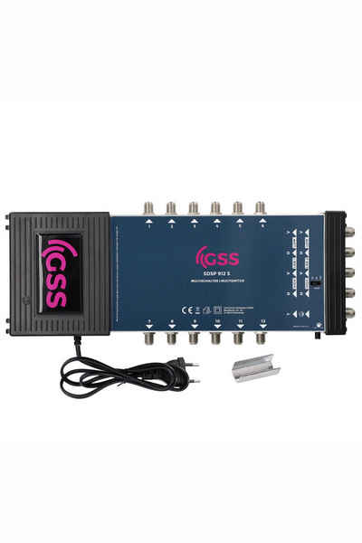 GSS SAT-Multischalter SDSP 912 S - für 2 Quad oder 2 Quattro LNB geeignet, 12 Teilnehmer 2 Satelliten, Aufdrehhilfe - Regelbare Terrestrik