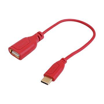 Hama OTG Adapter-Kabel USB-C auf USB-A Rot USB-Kabel, USB-C, USB-A (15 cm), USB Typ C Konverter für Smartphone Handy Tablet PC Notebook Laptop