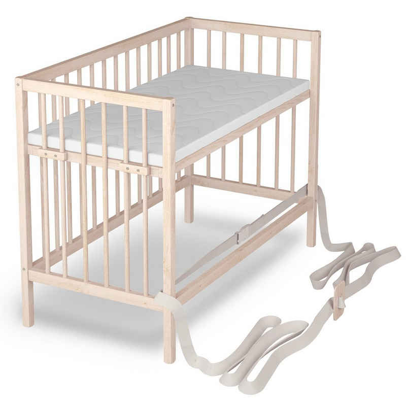 Sämann Beistellbett 60x120 cm - für Boxspringbetten & normale Betten, stufenlos höhenverstellbar, umbaubar zum Babybett, mit Feststellgurt