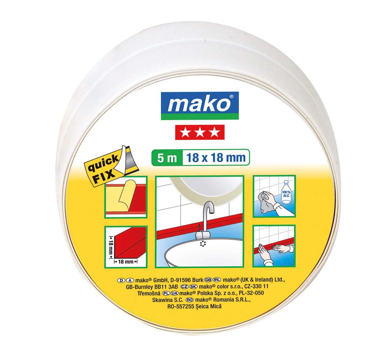 mako Sockelleiste quickFIX Knickwinkel weiches Winkelprofil Scheuerleiste, L: 500 cm, H: 1.8 cm, selbstklebend, Weiß, einfache Anwendung