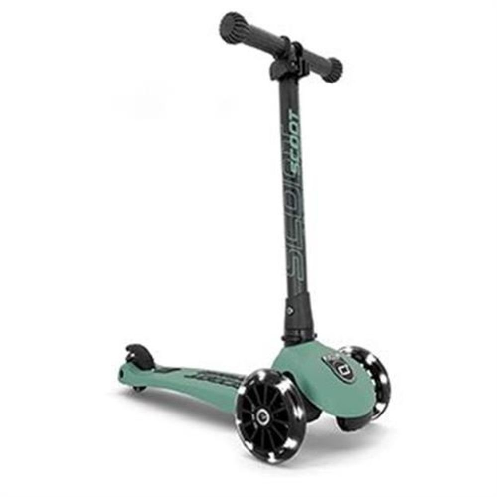 Scoot and Forest, Kinderroller, grün Kickboard, Highwaykick LED Dreiradscooter faltbar, Beleuchtung, LED Scooter, 3 Ride