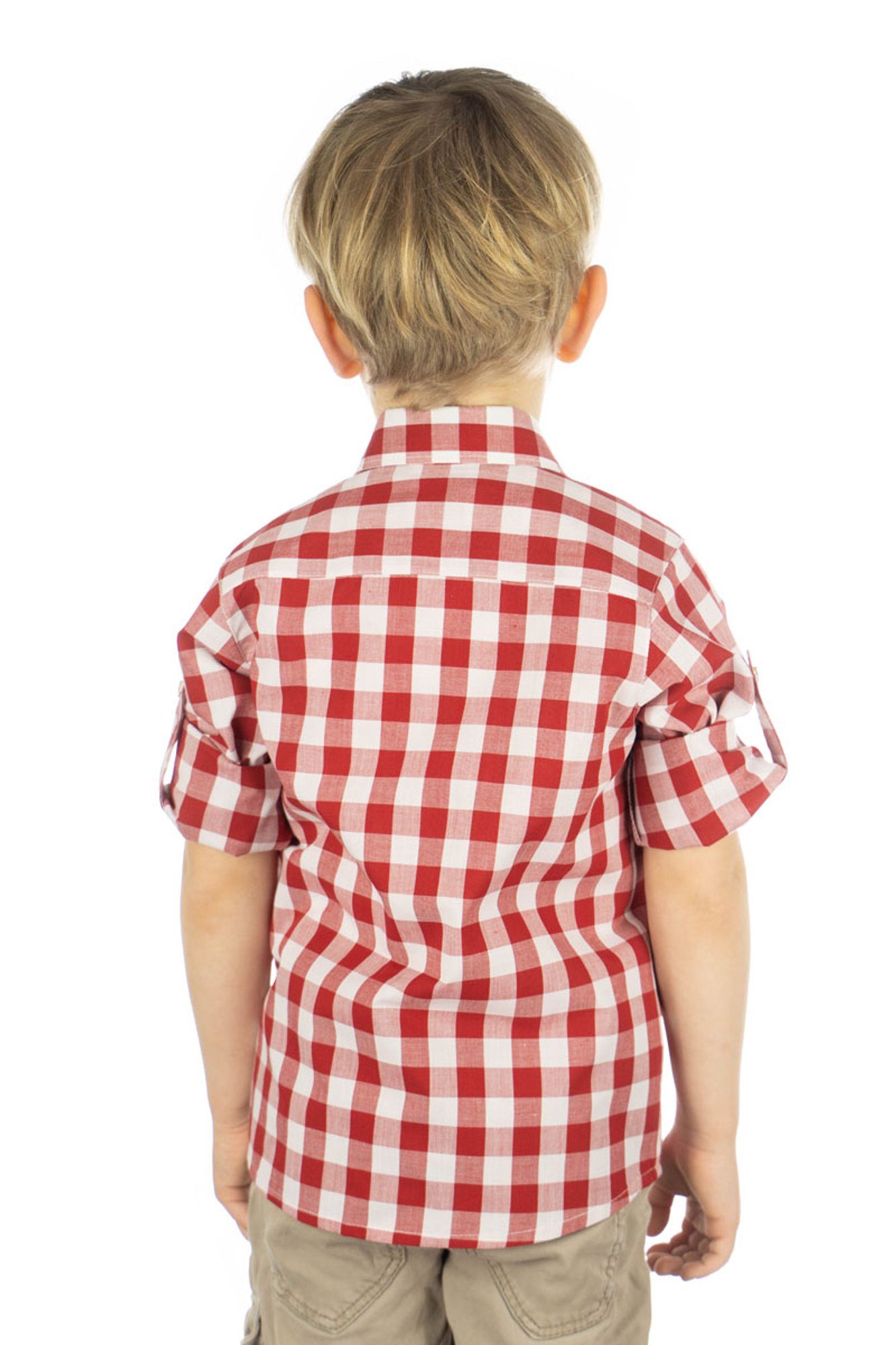Trachtenhemd OS-Trachten Brusttasche der auf Brumtu mit Hemd Langarm Jungen Hirsch-Stickerei
