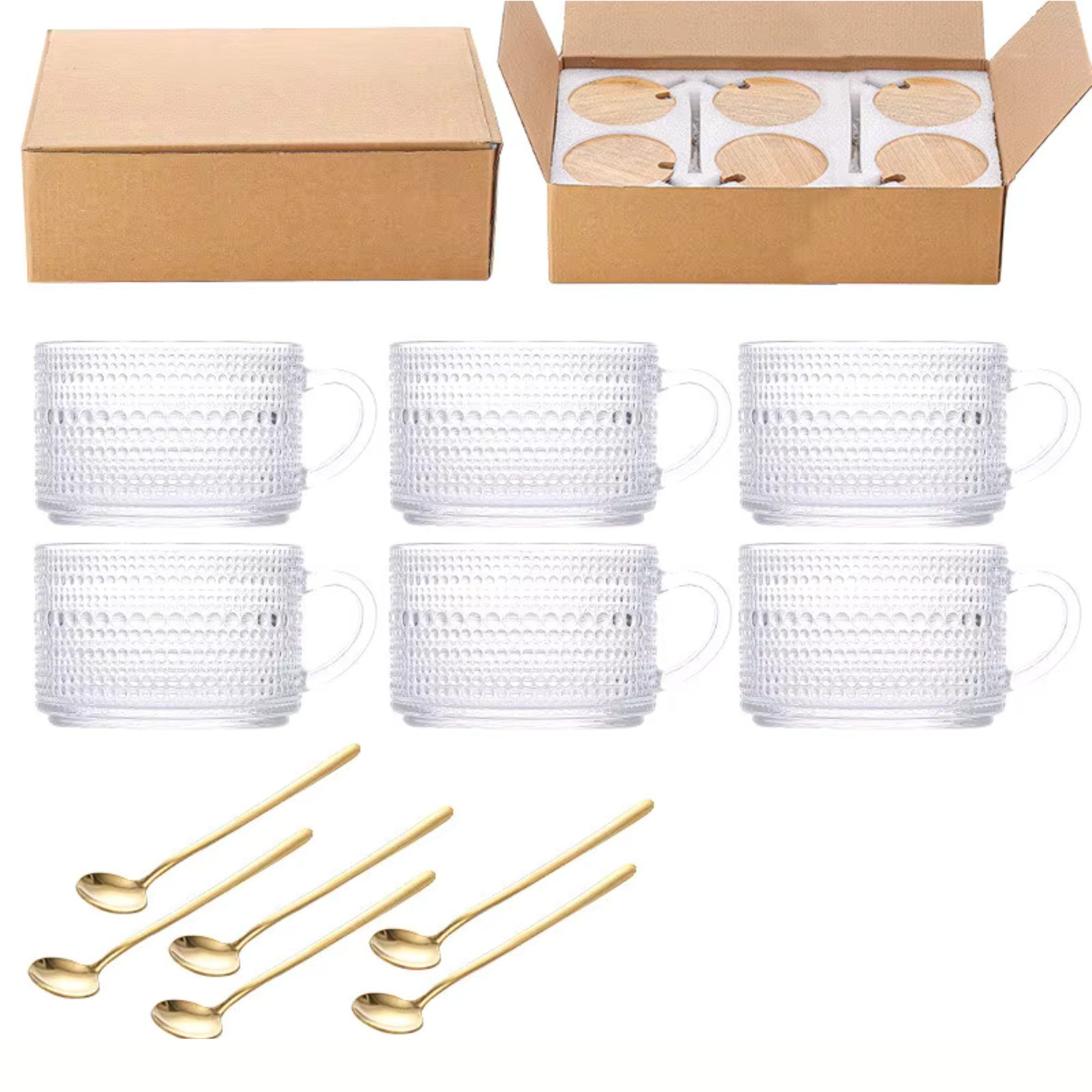 Quality Elegance Kombiservice Kombiservice 6 x großes Vintage-Glasschalen-Set, Gläser-Set (6-tlg), 6 Personen, für 6 Personen