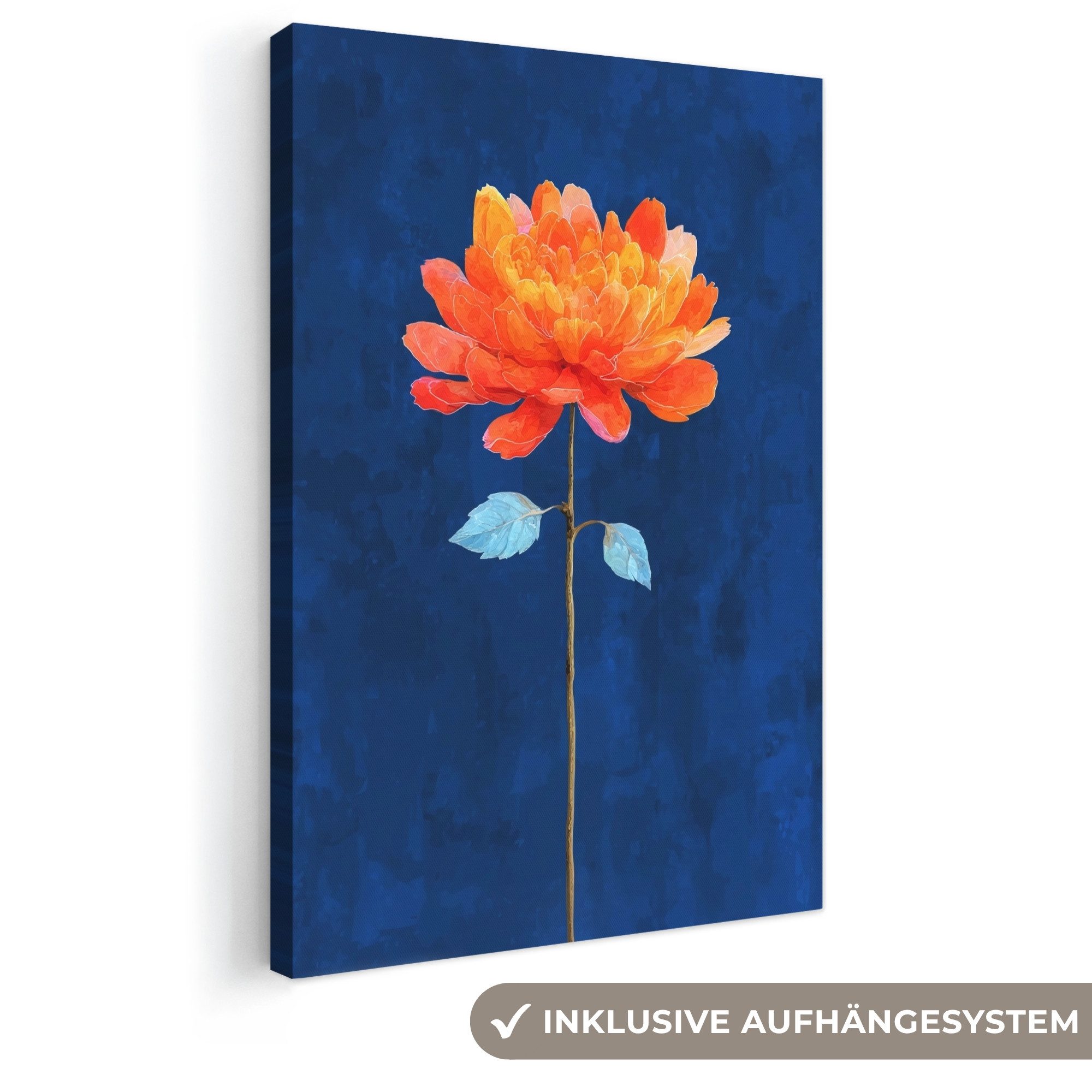 OneMillionCanvasses® Leinwandbild Blume - Orange - Blätter, Fotodruck (1 St), Leinwand Canvas Wandbild, Wanddekoration 20x30 cm