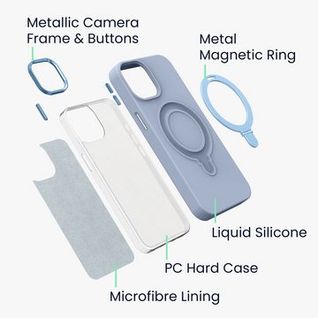 kalibri Handyhülle Silikon Hülle für Apple iPhone 13 / iPhone 14 -, Case kompatibel mit MagSafe - Cover mit Stand Fingerhalter