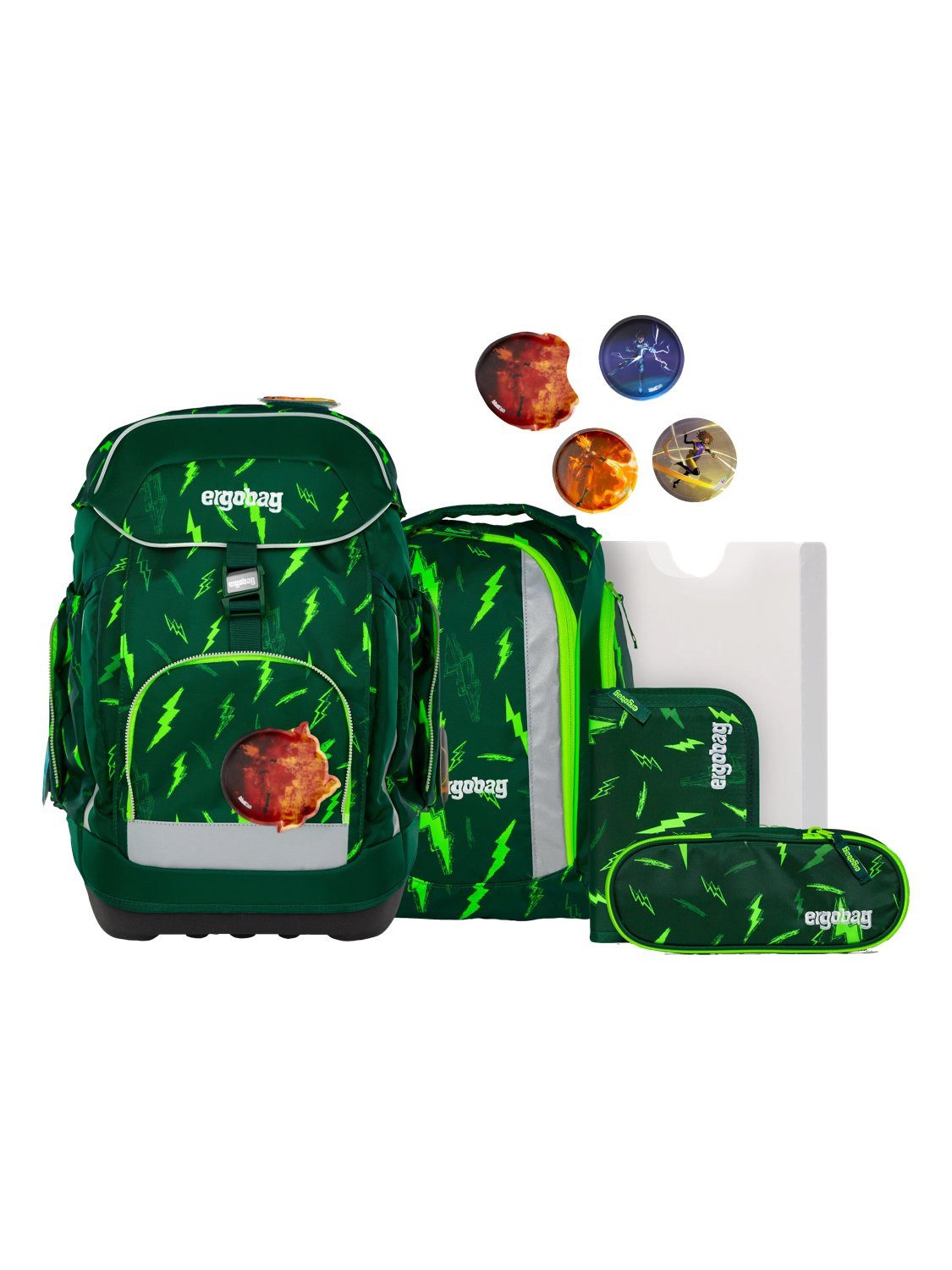 ergobag Schulranzen maxi Set (6-tlg., 6-teiliges Set), größenverstellbares Rückensystem