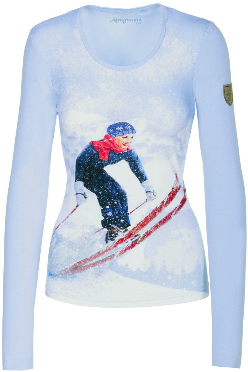 Almgwand Trachtenshirt Longsleeve Damen - GRILLHOFALM - hellblau
