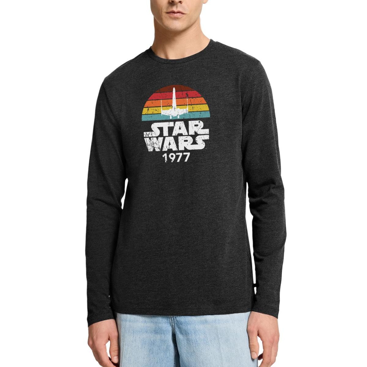 T-Shirt Star Wars Schriftzug 1977 Retro Premium Langarmshirt Herren
