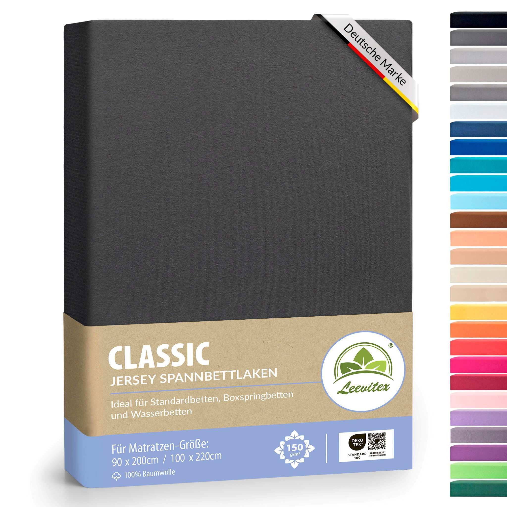 leevitex® Spannbettlaken 1er-Pack, Stoffgewicht 150 g/m², verschiedene Größen, 40 cm Steghöhe, Jersey, Gummizug: rundum, (1 Stück), verschiedene Farben, OEKO-TEX® STANDARD 100 zertifiziert