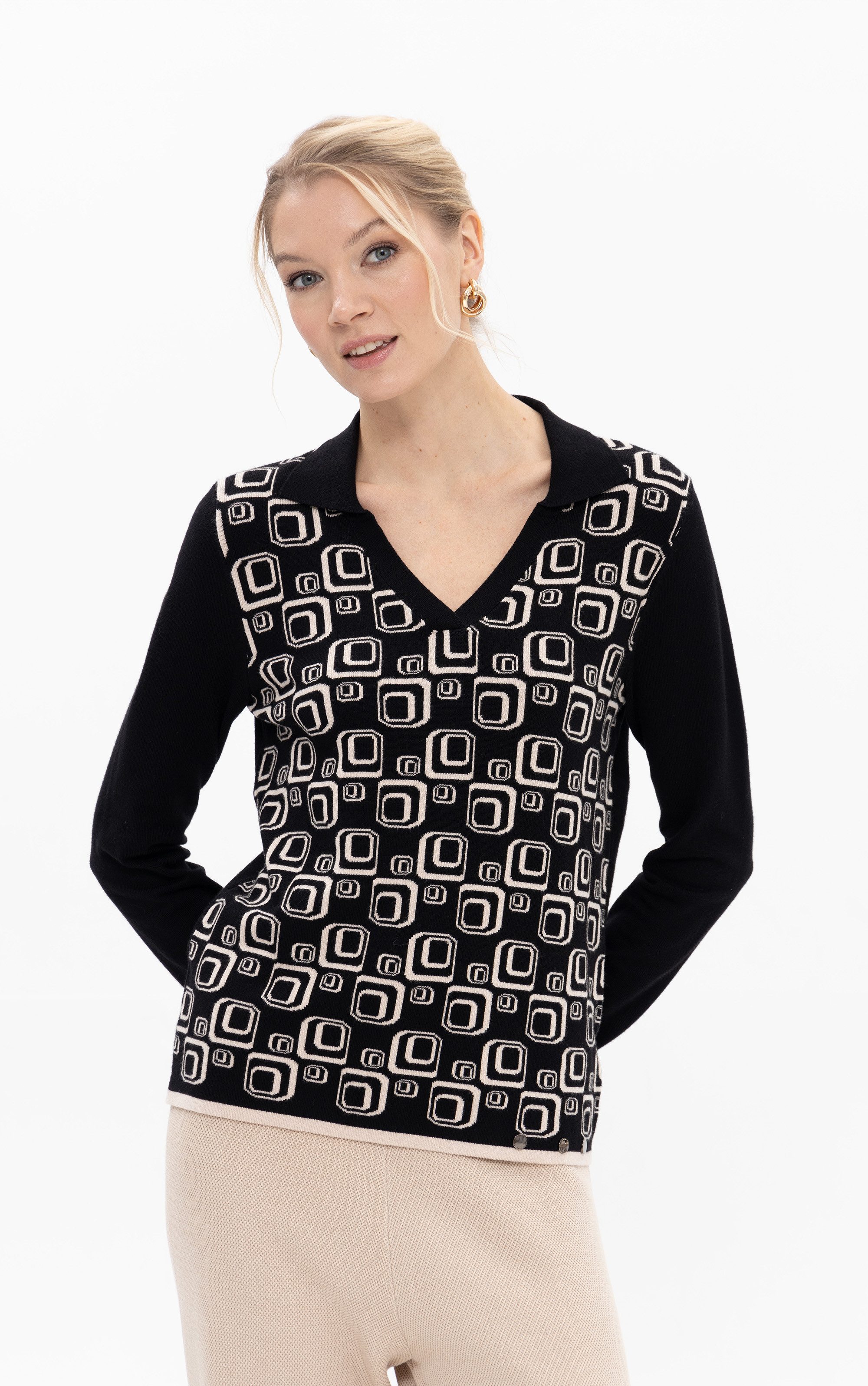 Passioni Strickpullover mit Polokragen