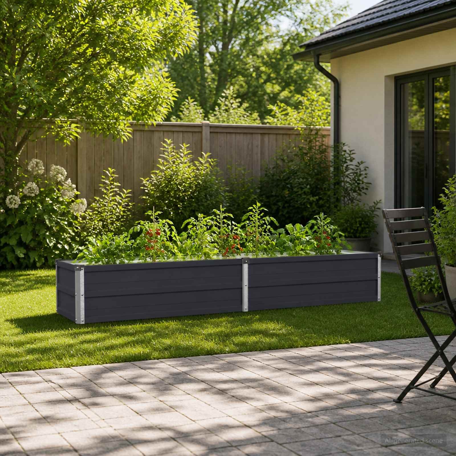 vidaXL Hochbeet Hochbeet im Garten Anthrazit 160 x 40 x 24 cm (1 St) – Bild 2 von 5