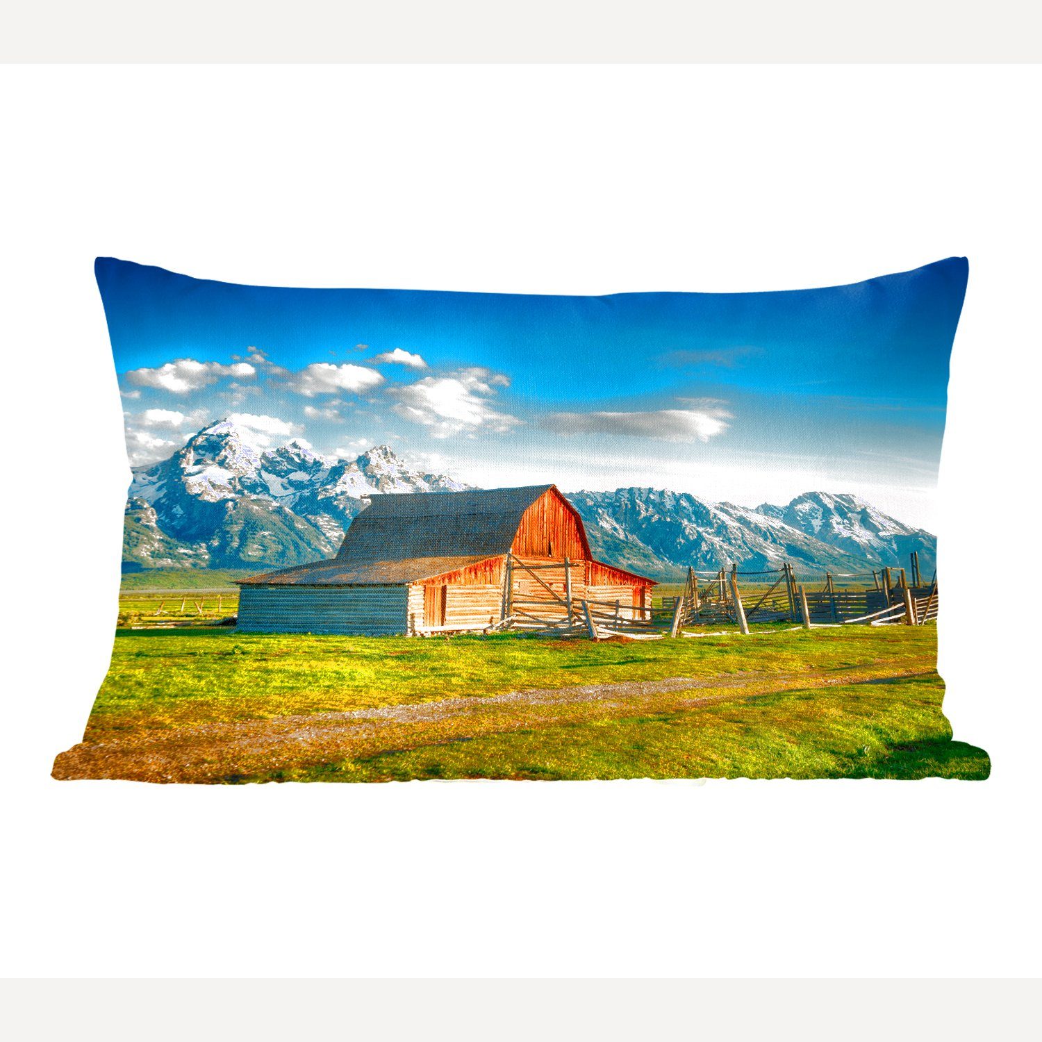MuchoWow Dekokissen Hütte in Wyoming, Wohzimmer Dekoration, Zierkissen, Dekokissen mit Füllung, Schlafzimmer