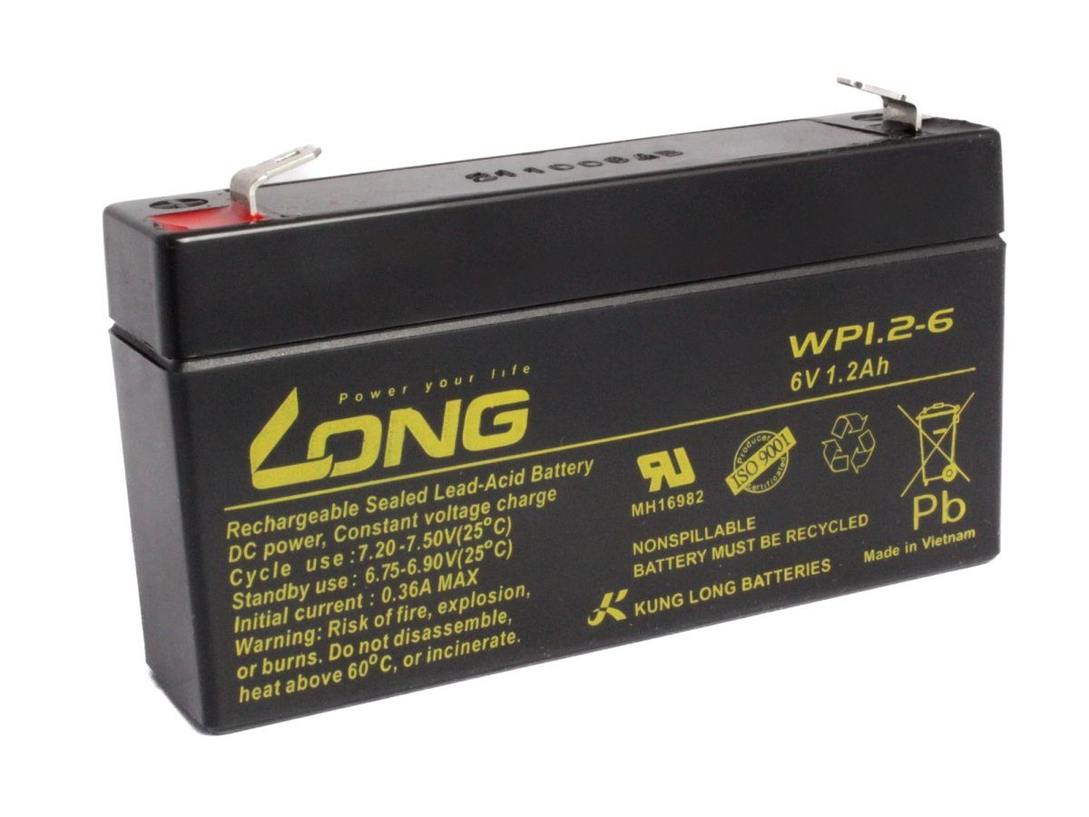 Kung Long 6V 1,2Ah ersetzt LC-R061R3P AGM Batterie wartungsfrei Bleiakkus