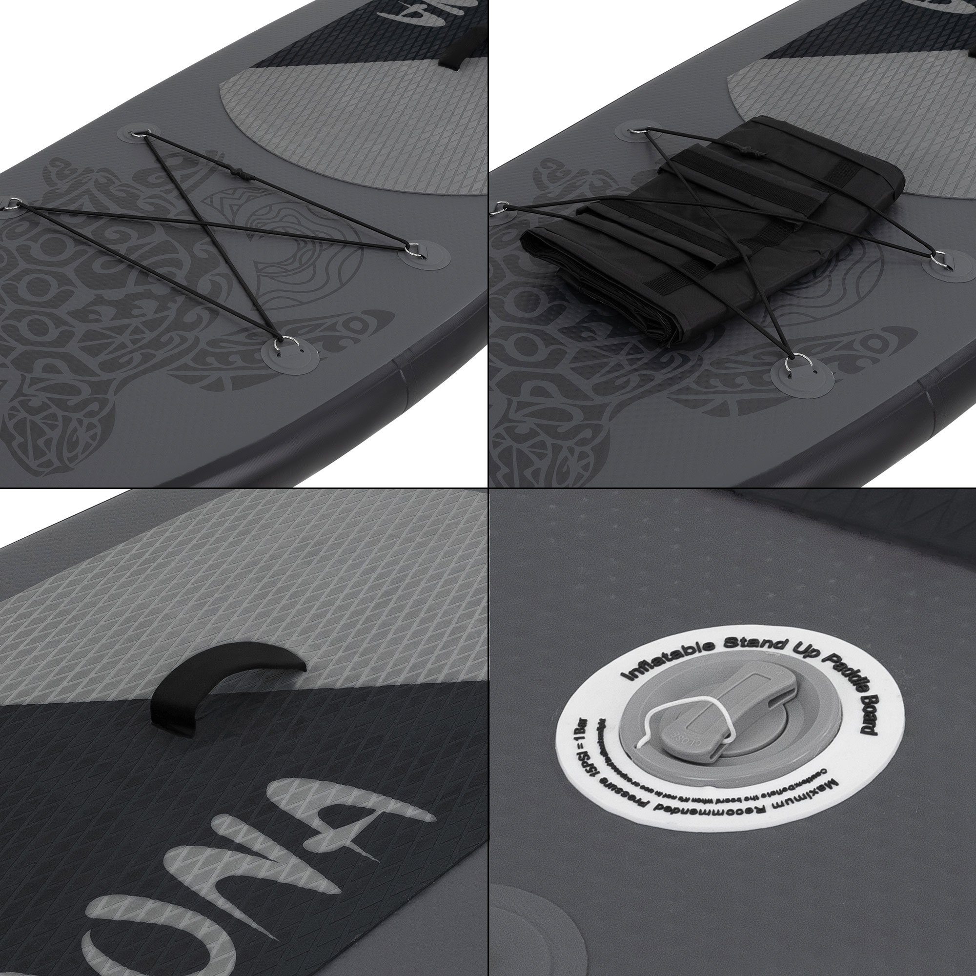 Sport Boards ECD Germany SUP-Board Stand Up Paddle Board Maona, schwarz, 308x76x10 cm