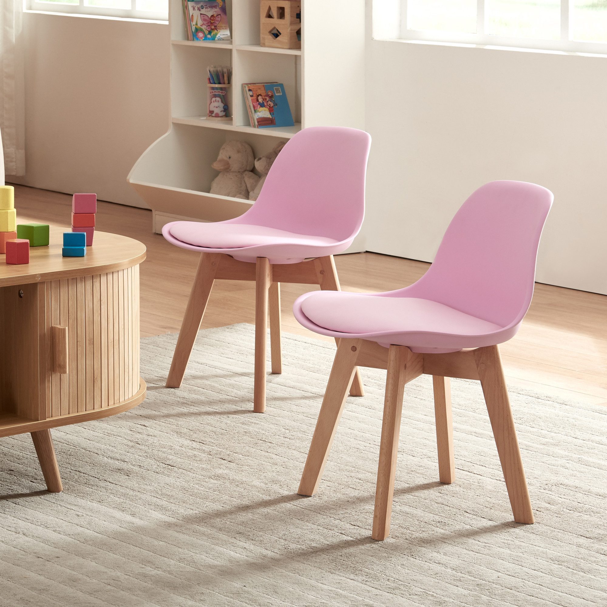 en.casa Kinderstuhl, »Elvdal« 2er Set gepolstert 56 x 38 x 33 cm Rosa günstig online kaufen