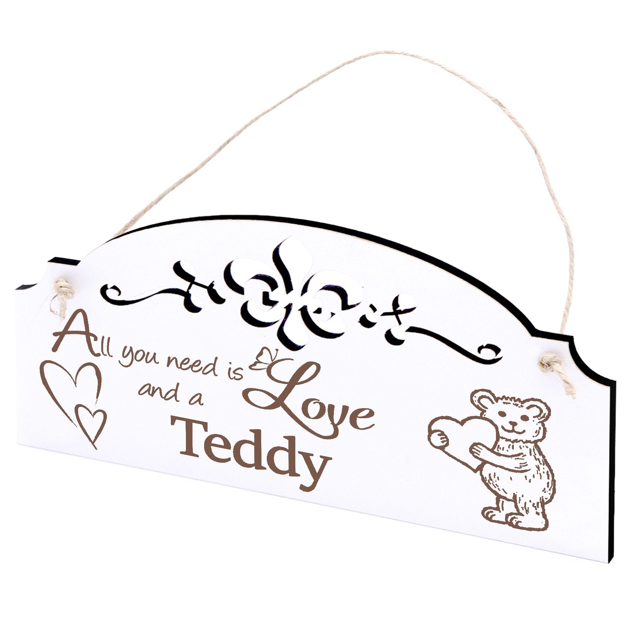 Dekolando Hängedekoration Teddy mit Herz Deko 20x10cm All you need is Love