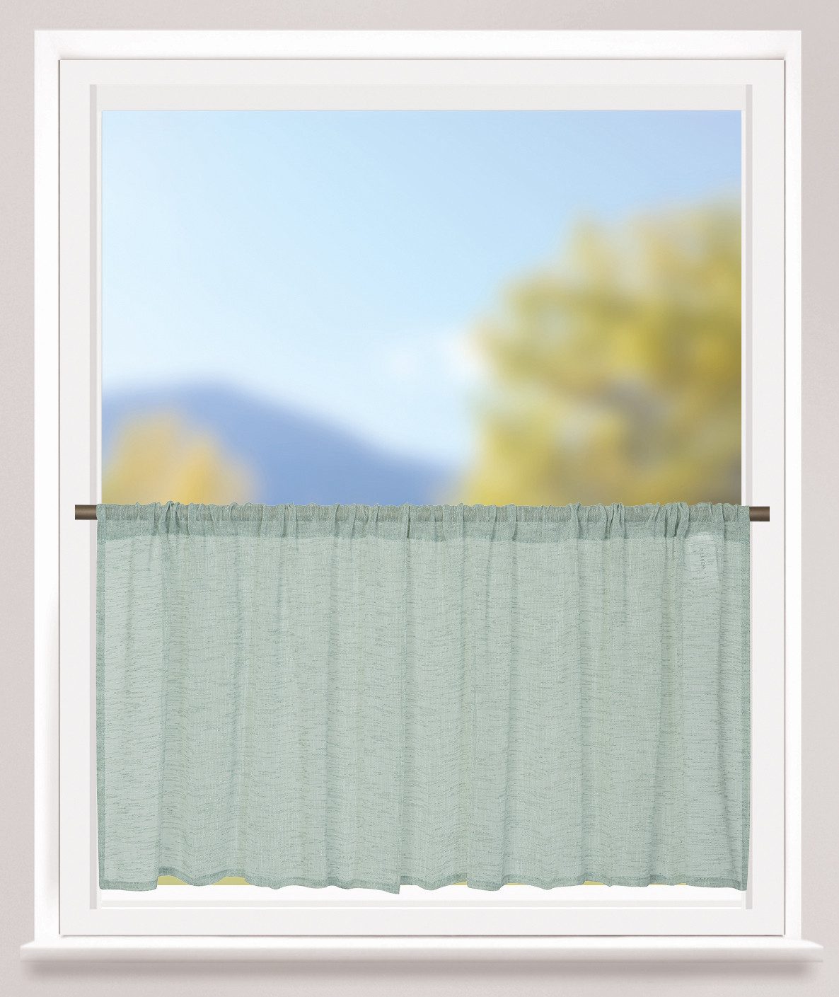 ELBERSDRUCKE Scheibengardine Bistrogardine mit Tunnel Liem mint 48 x 140 cm (1 St), Stangendurchzug, halbtransparent, Polyester, einfarbig, modern, Leinenlook, Sichtschutz