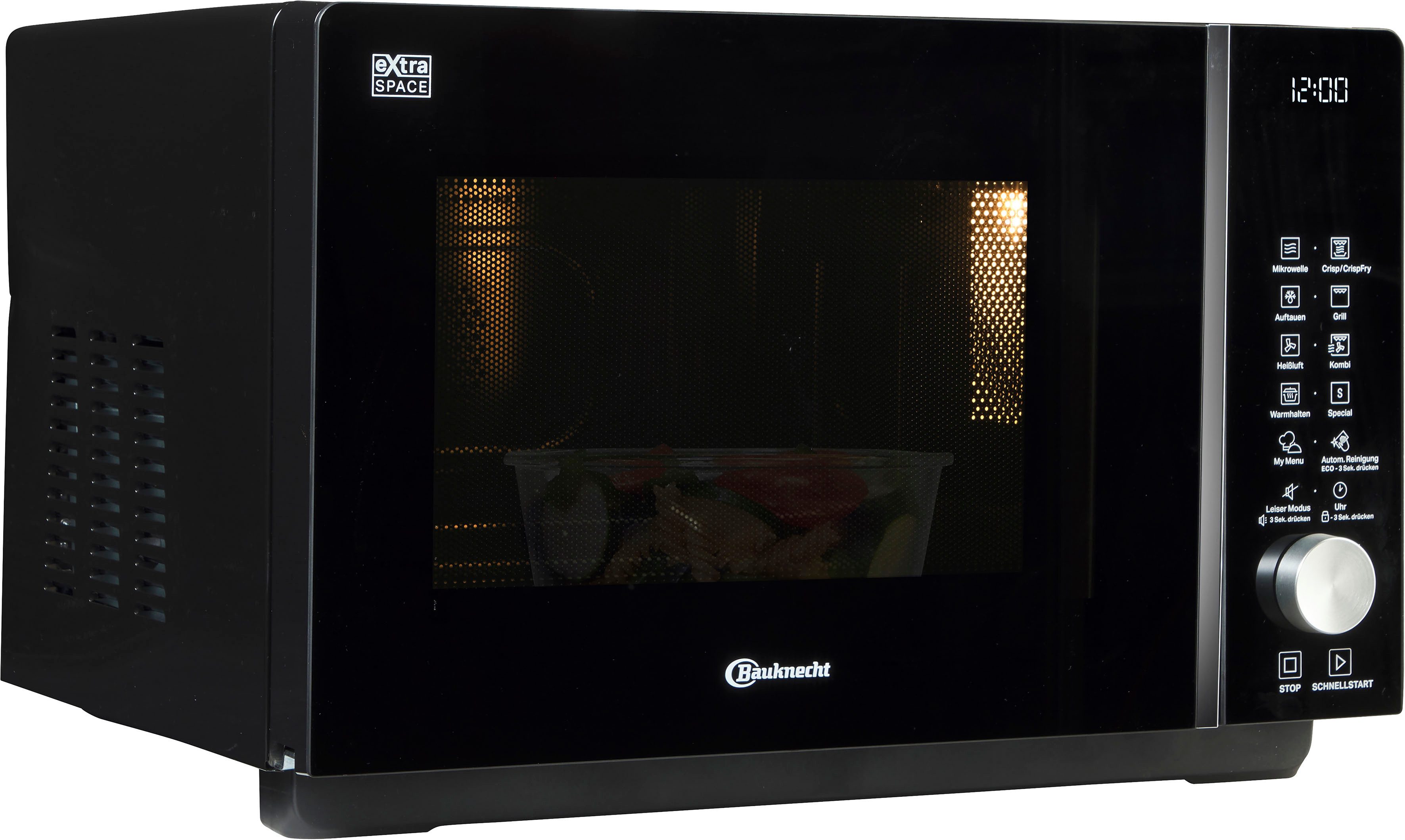 BAUKNECHT Mikrowelle MF 258 B, Grill, Heißluft, Mikrowelle, 25 l, intelligente Technologie ohne Drehteller